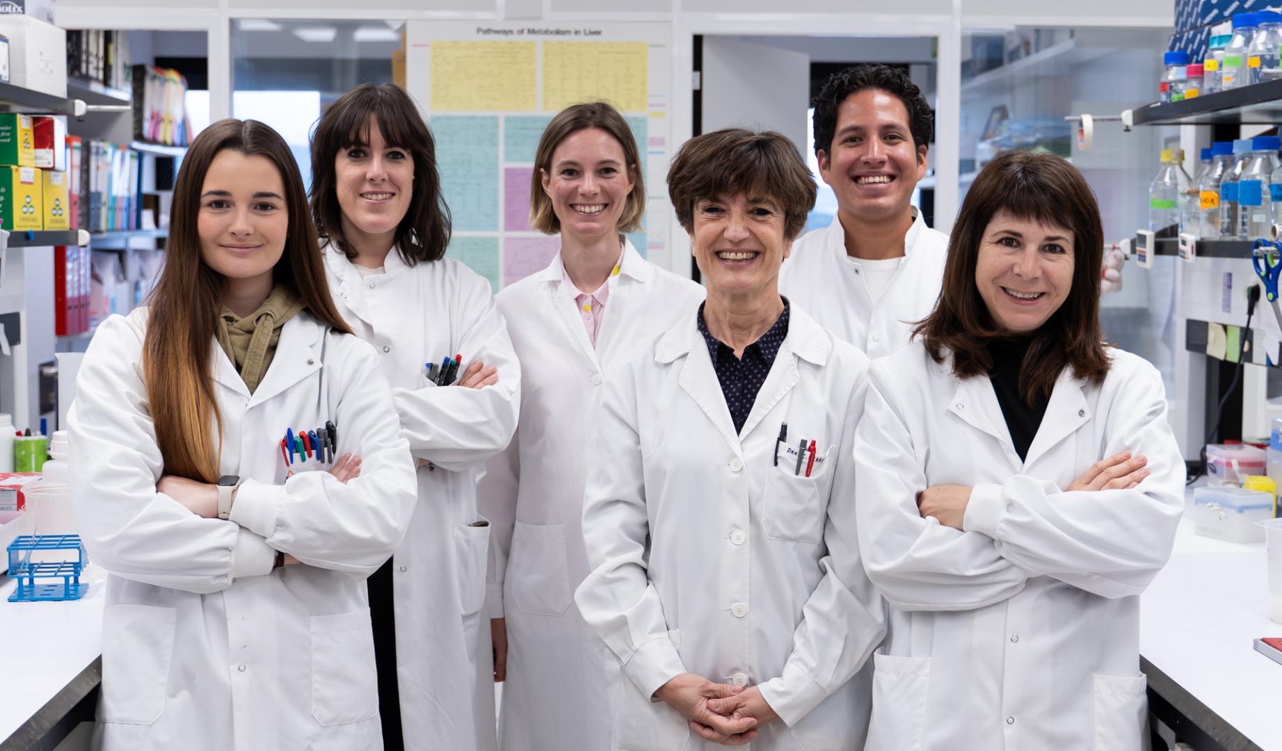 Carla Rojo, María Elizalde, María Arechederra, Carmen Berasain, Aaron Otero y María Azcona, del grupo de investigación del Cima Universidad de Navarra que ha realizado el estudio