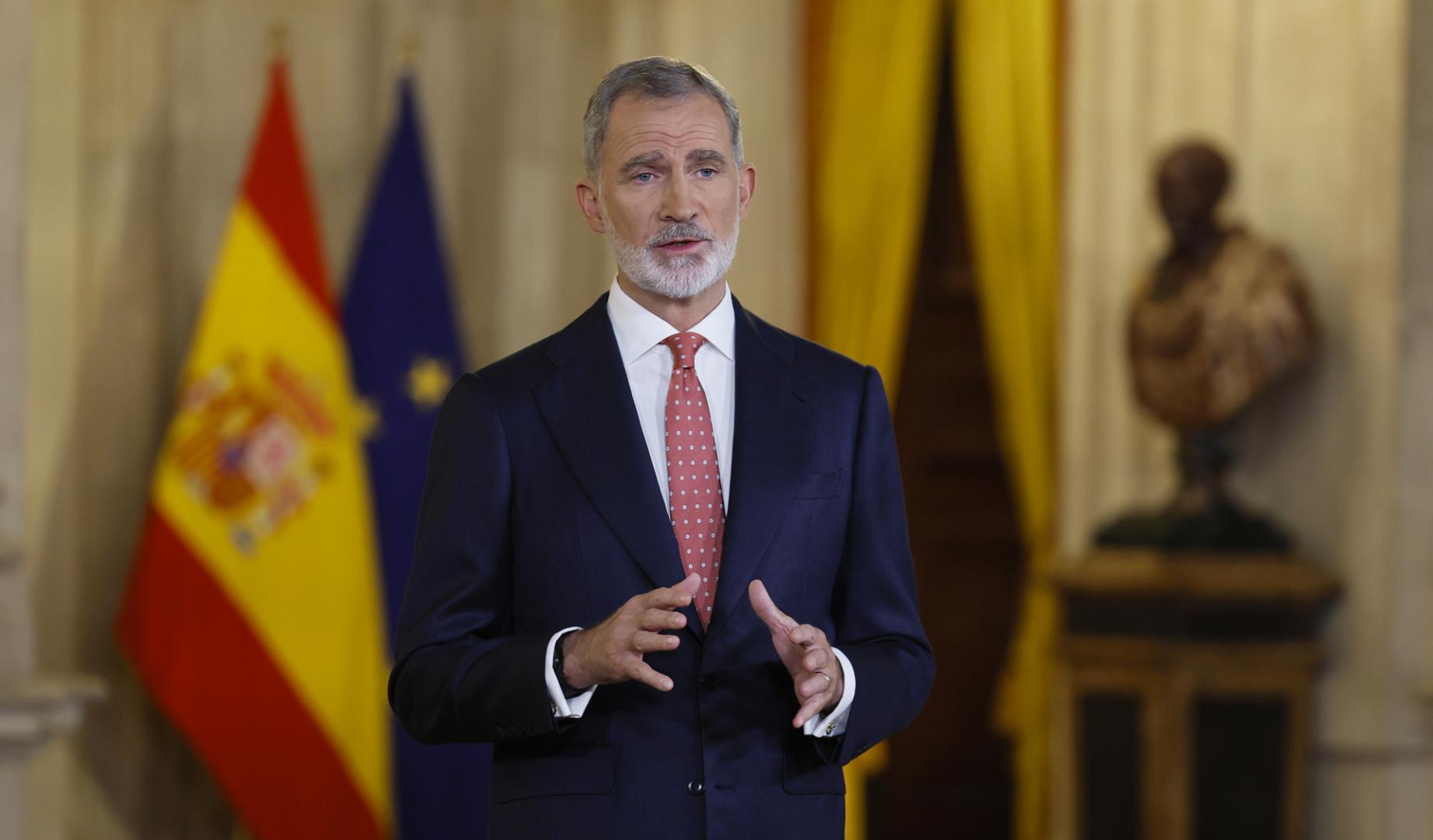El rey Felipe VI, durante su tradicional mensaje de Nochebuena