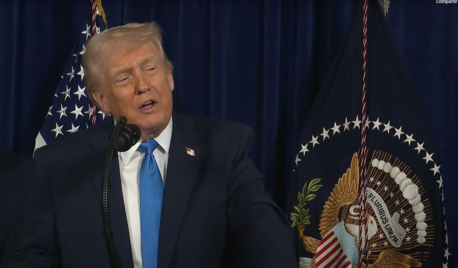 Donald Trump, este sábado en su comparecencia ante los medios