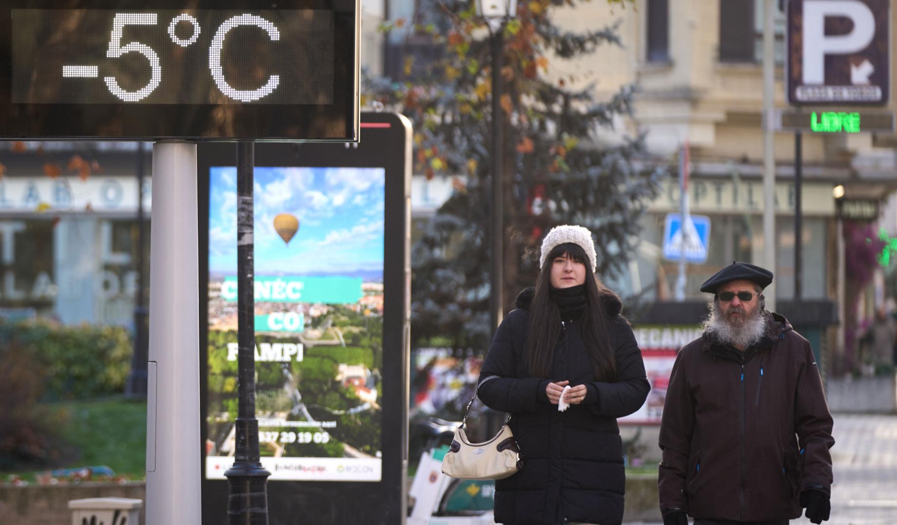 El termómetro marca -5 grados este miércoles, 7 de enero, en Pamplona