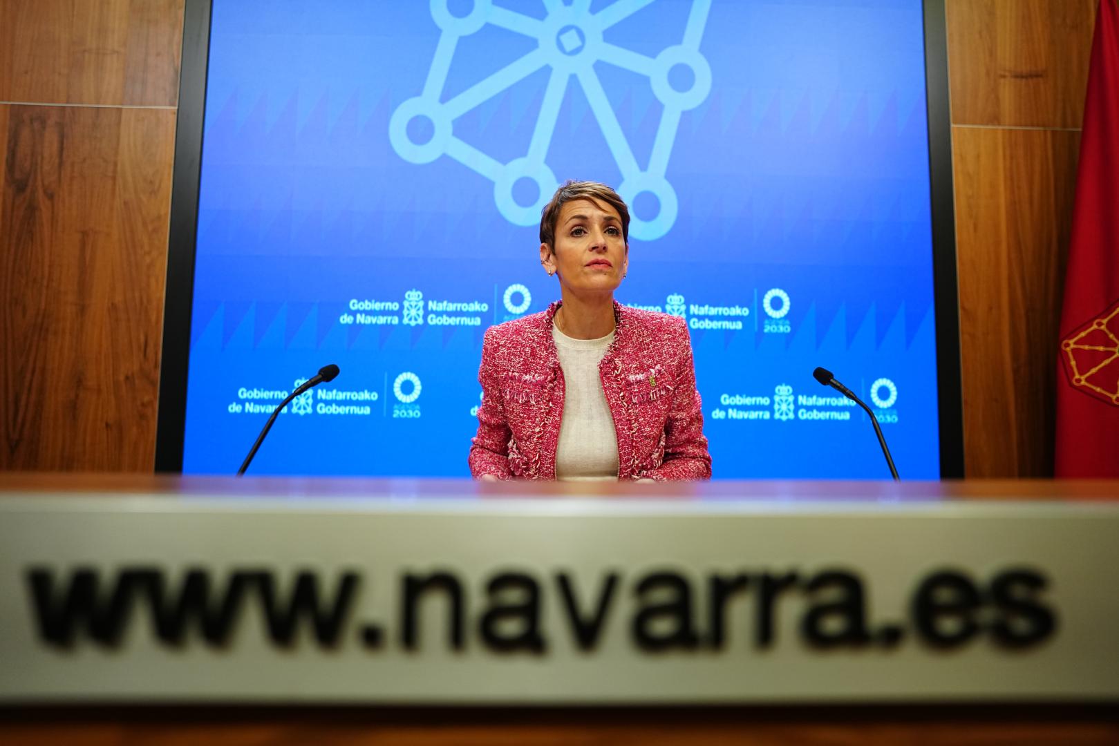 La presidenta María Chivite, en su comparecencia pública de este jueves