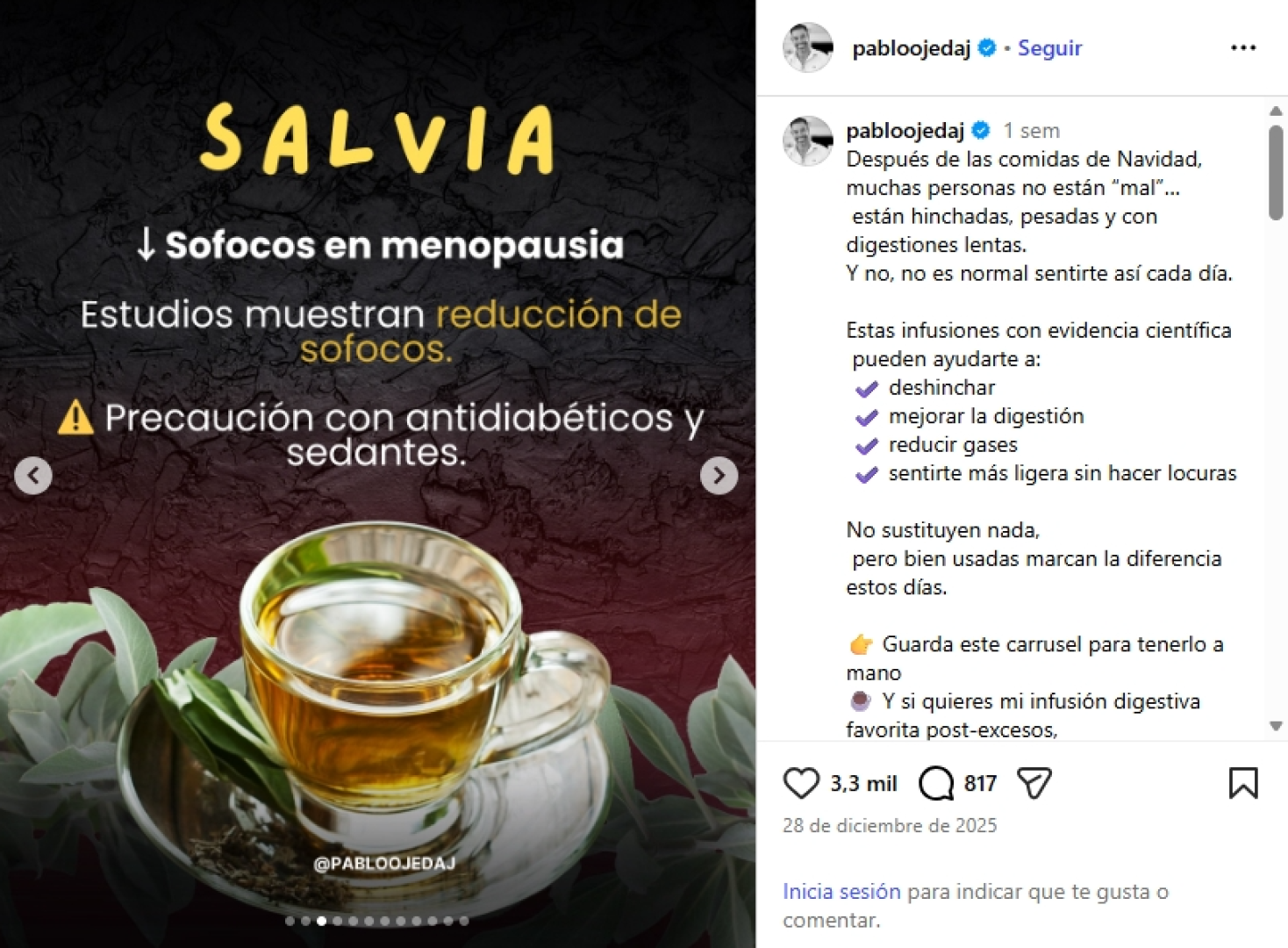 Foto del post del perfil de Instagram de Pablo Ojeda