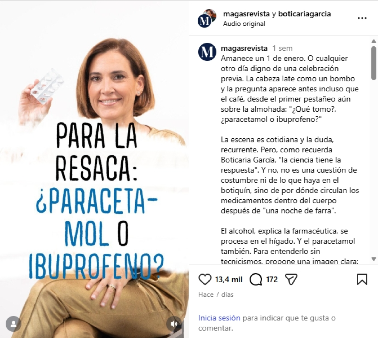 Foto del post del perfil en Instagram de Boticaria García