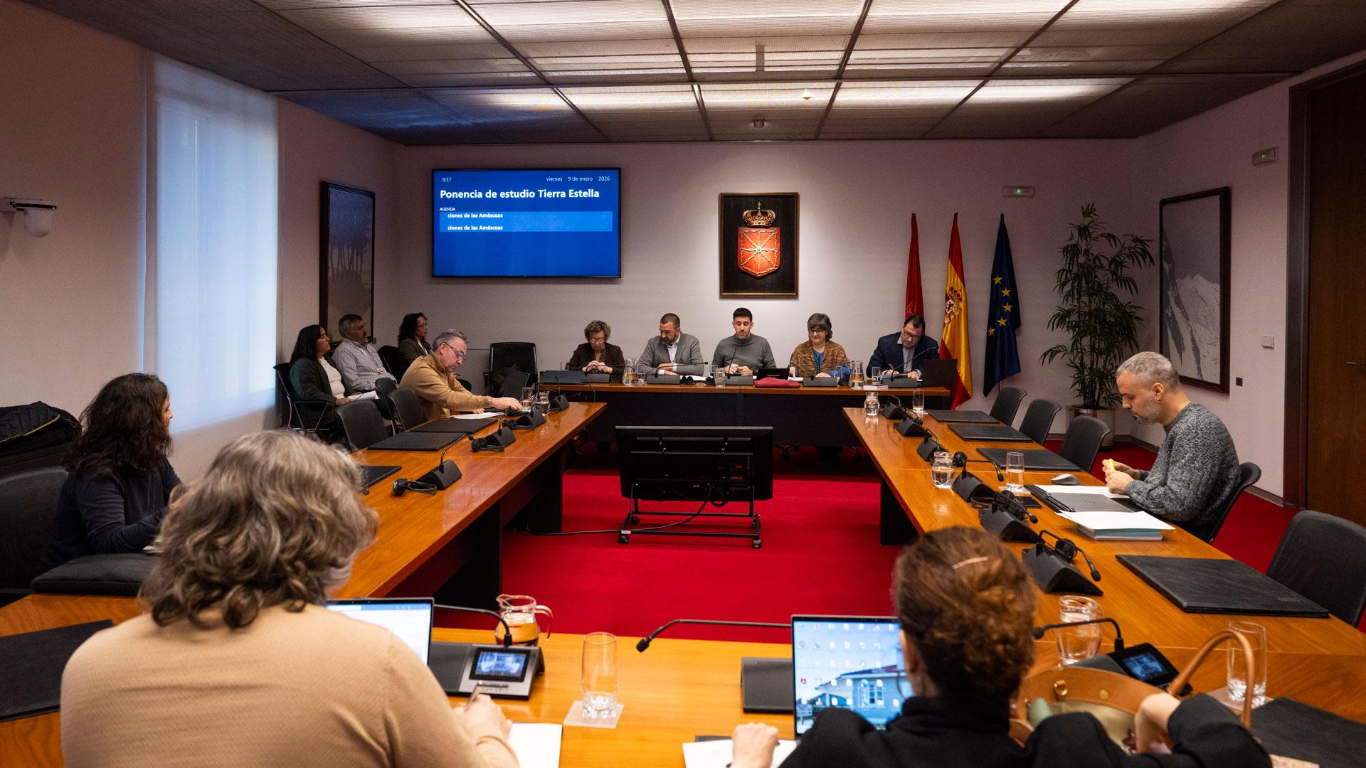 Un momento de la sesión de y trabajo que se celebró en el Parlamento de Navarra