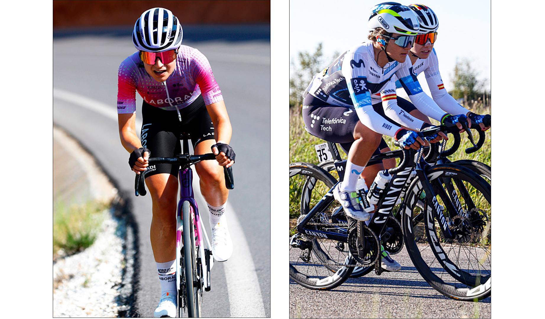 A la izda., Idioa Eraso, del Laboral Kutxa. Y a la dcha., Paula Ostiz, del Movistar Team