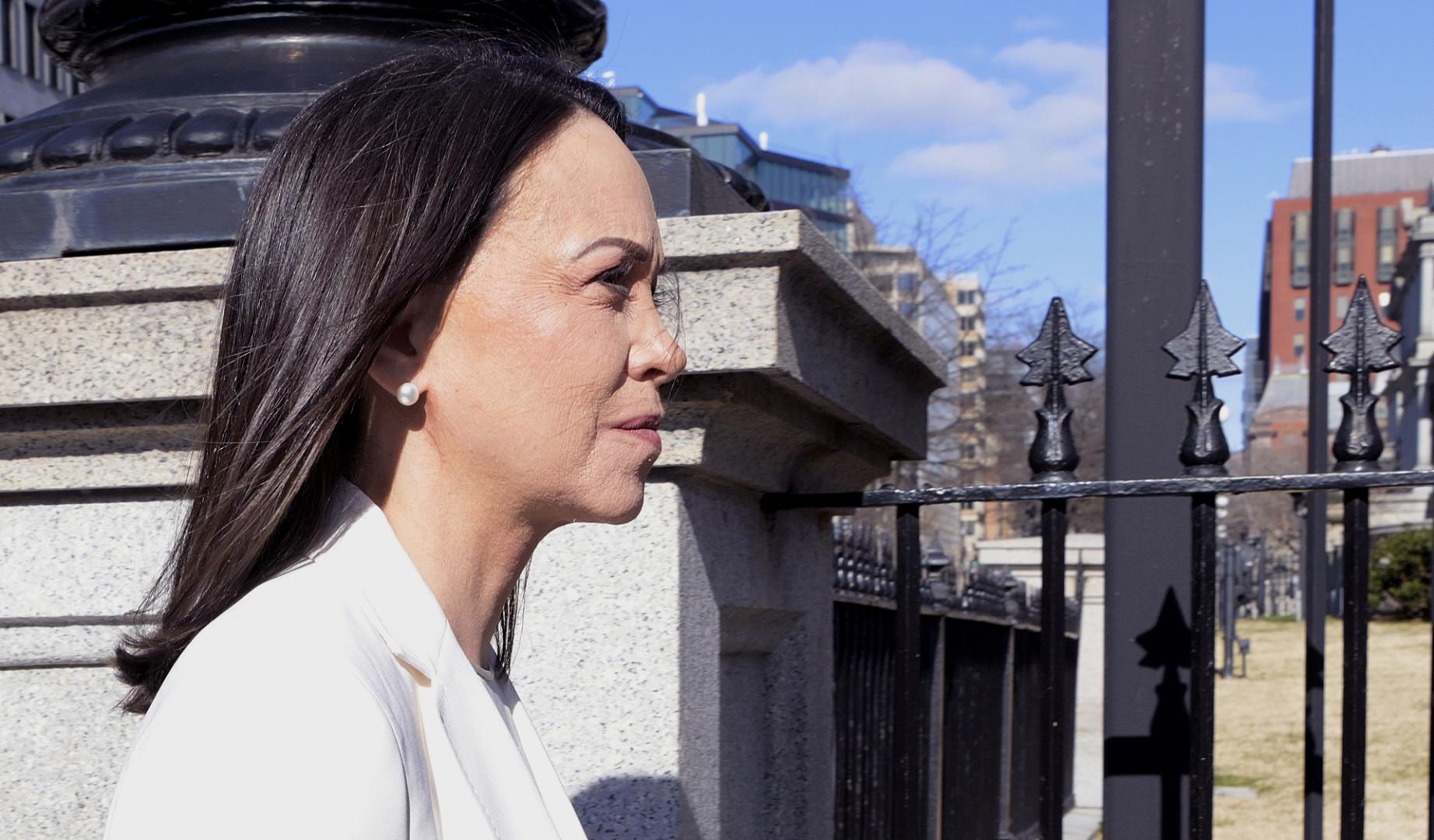 María Corina Machado, a su llegada este jueves a la Casa Blanca