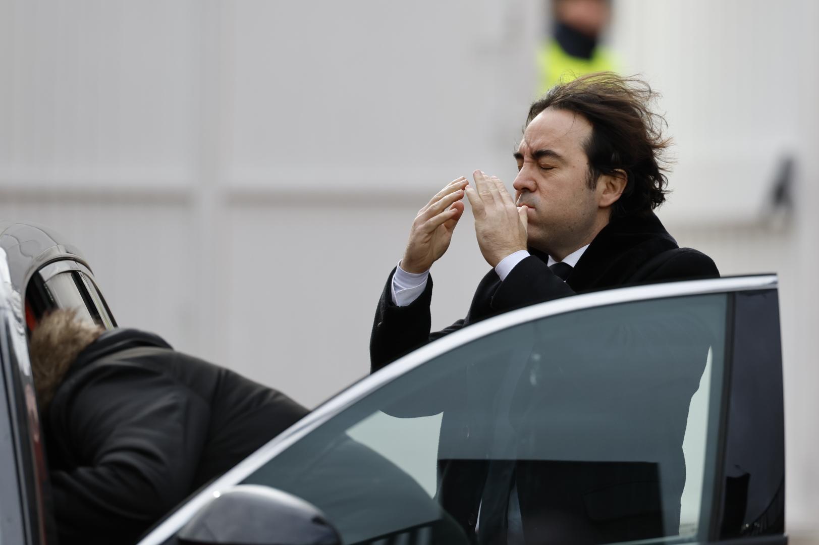 El presidente del Rayo Vallecano, Raúl Martín Presa a su llegada al estadio de Vallecas antes del partido liguero contra Osasuna