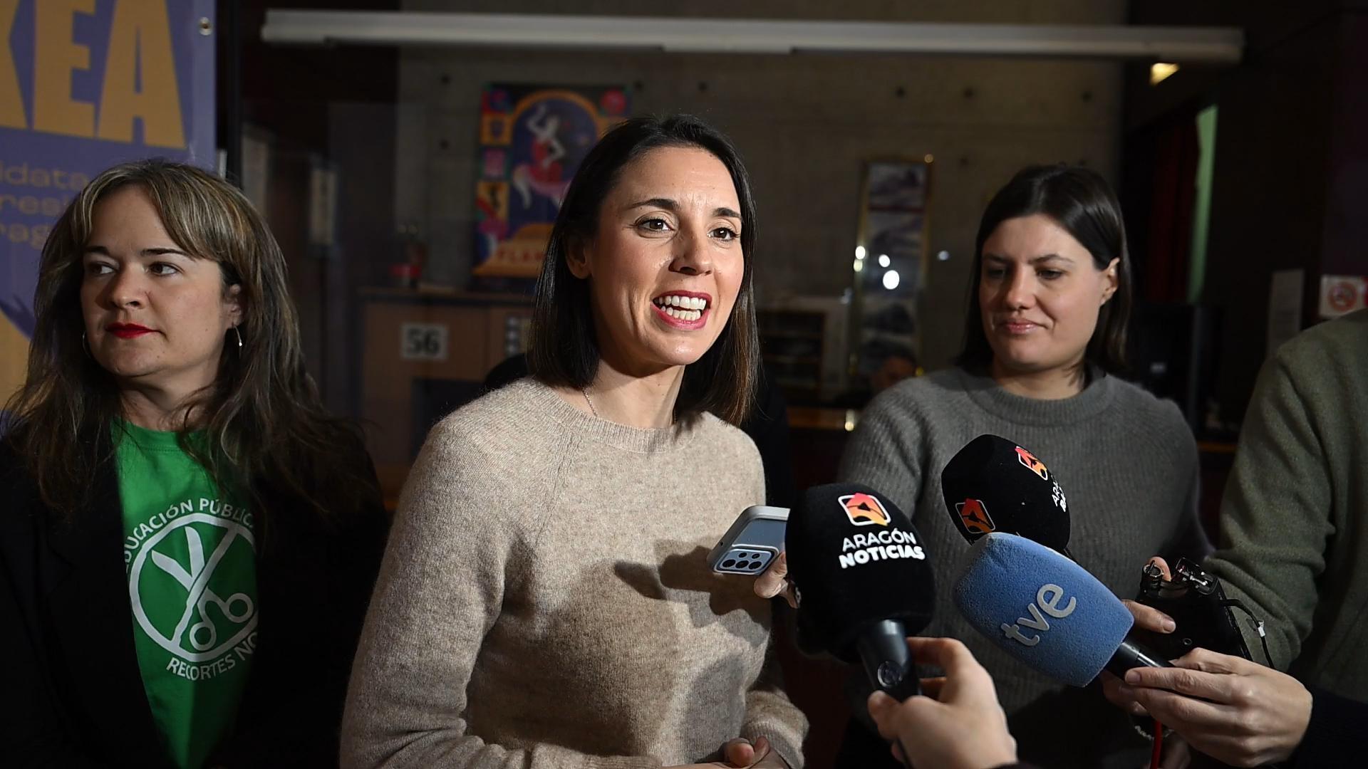 Irene Montero, en un acto en Zaragoza este pasado 24 de enero