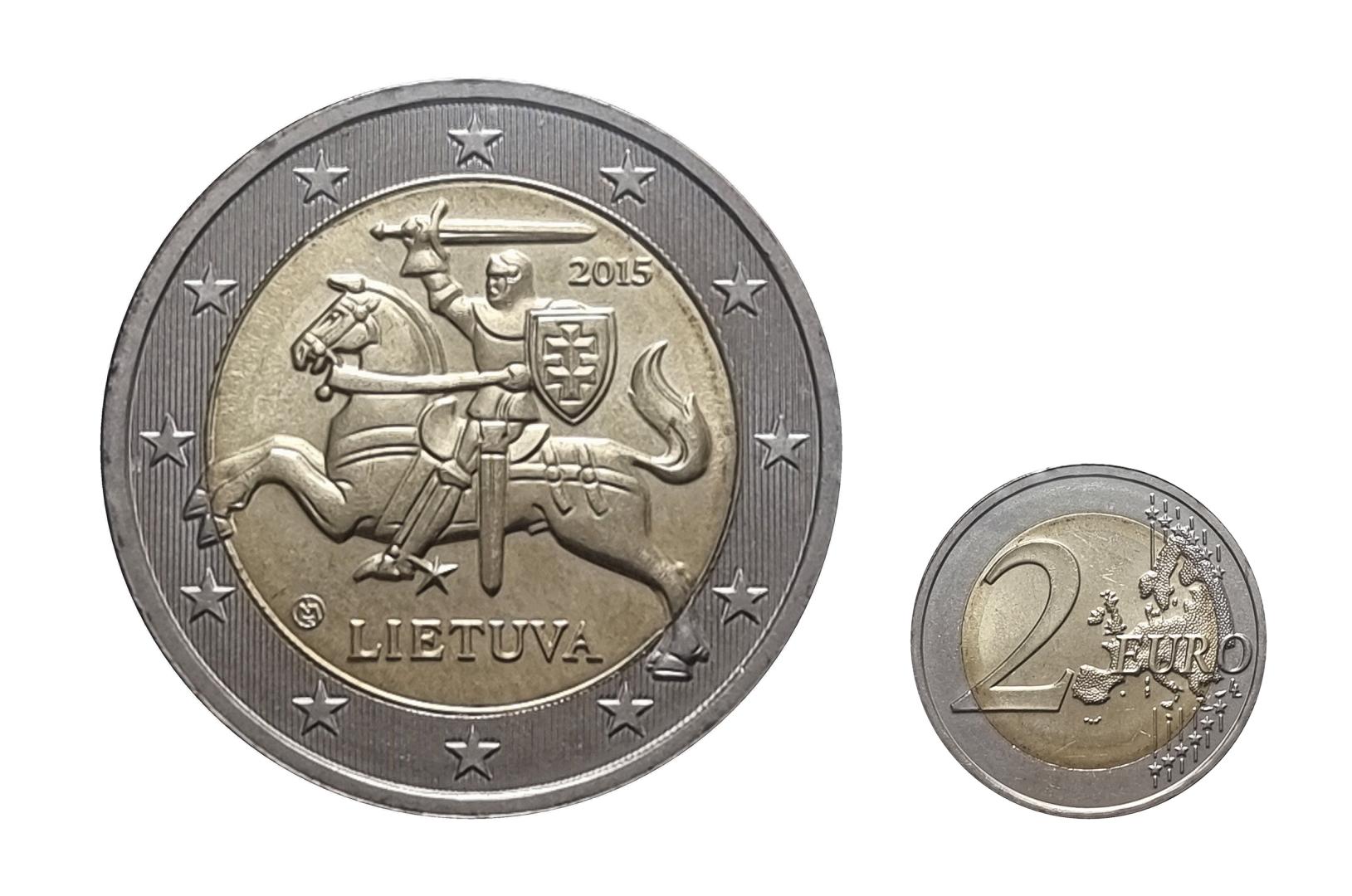 Anverso y reverso de la moneda de 2 euros de Lituania