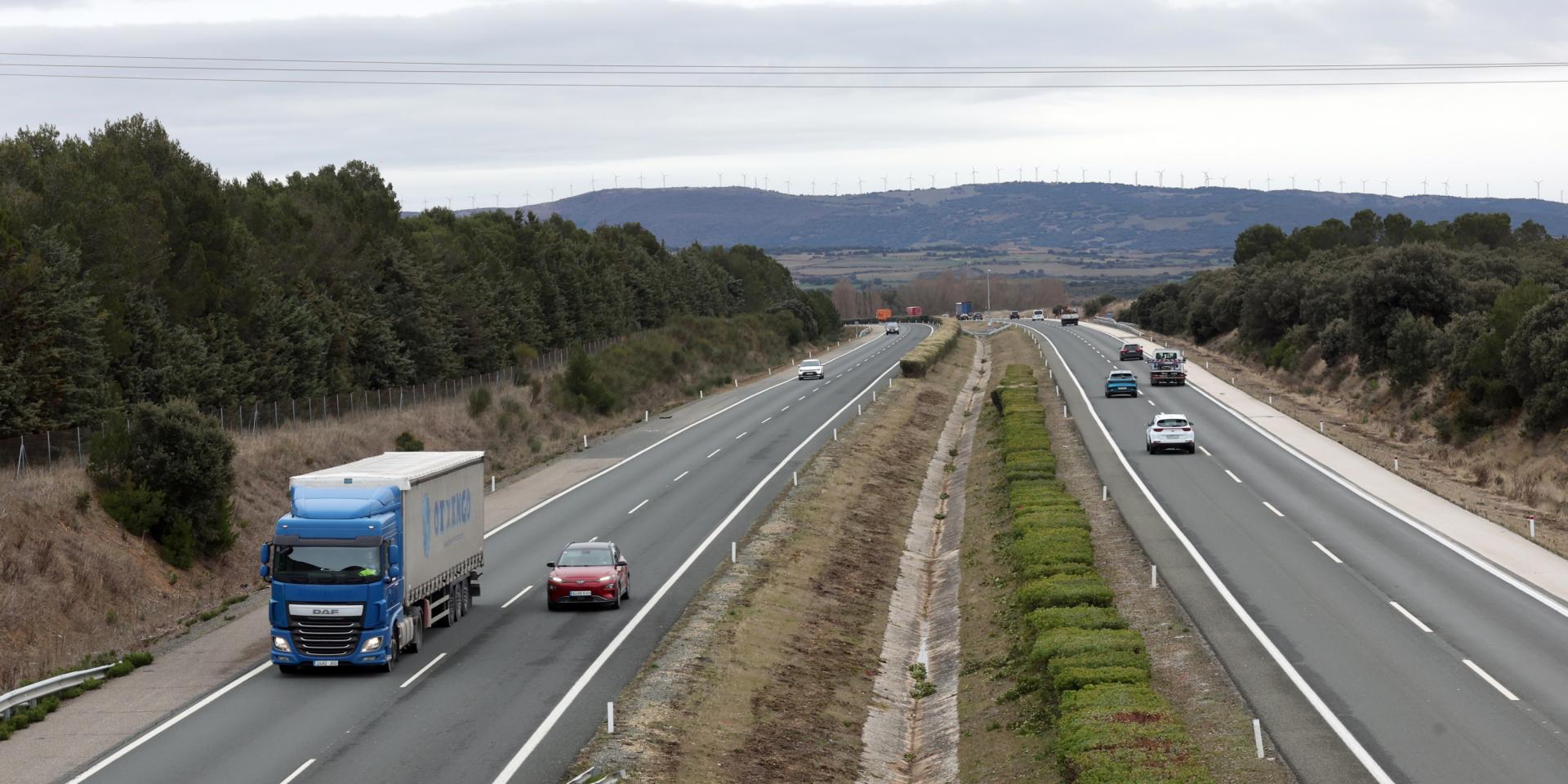 Tráfico en el tramo de la Autopista de Navarra AP-15 entre Noáin y Tafalla, esta semana