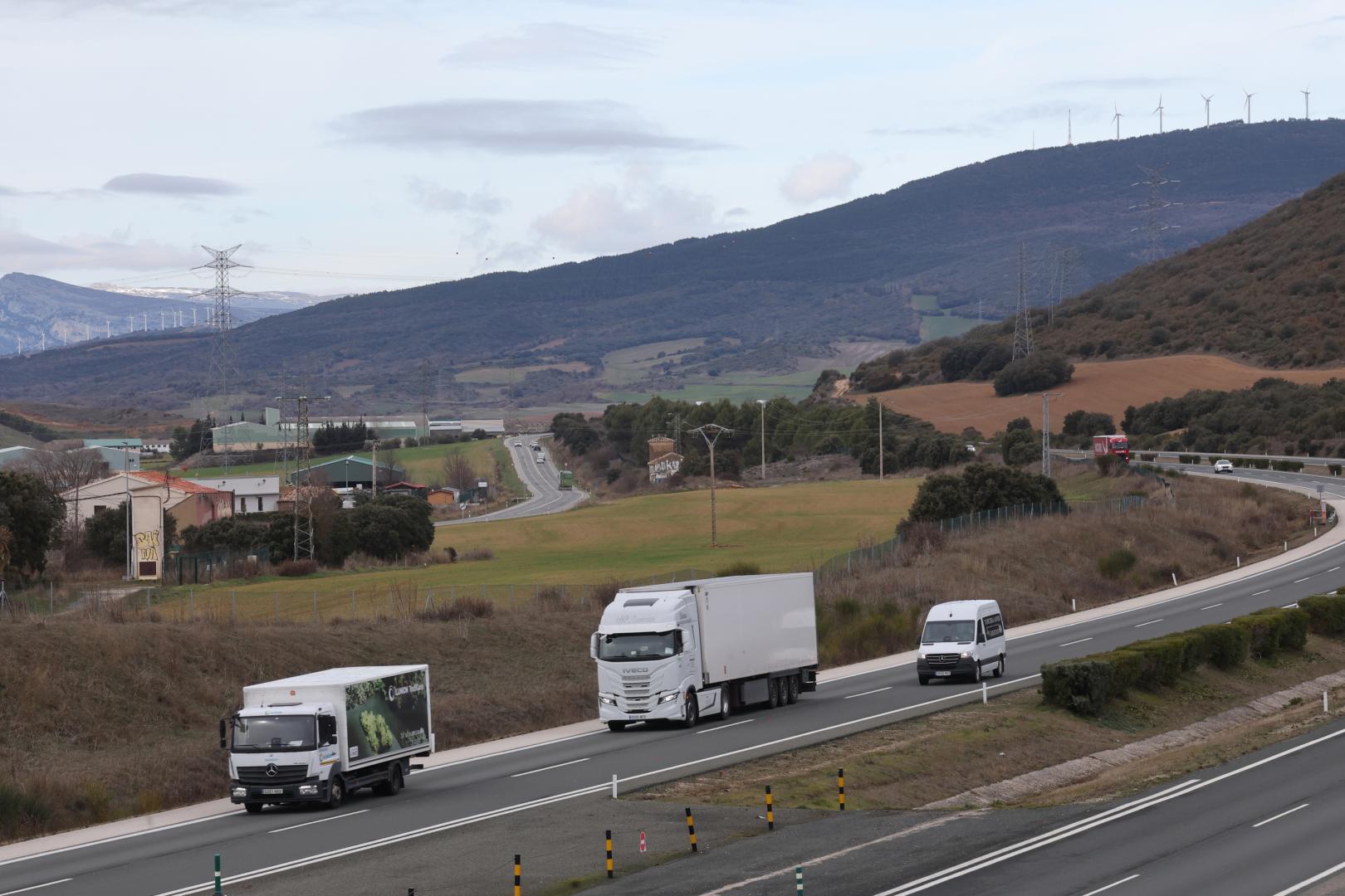 En primer plano, la AP-15. En la parte izquierda, la N-121, en la zona de Carrascal