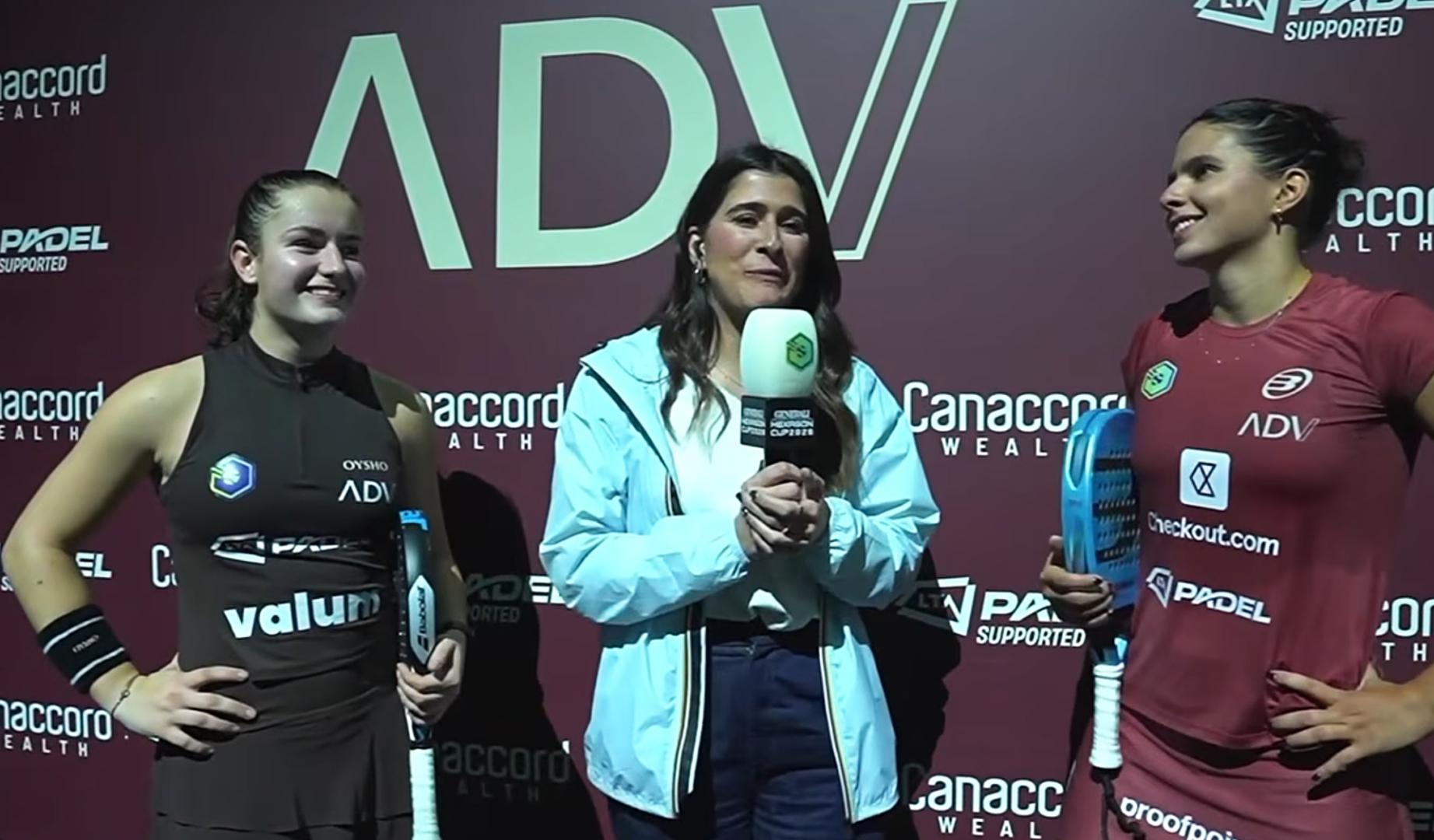 Martina Calvo y Delfi Brea, tras vencer el primer choque de la final a Claudia Jensen y Sofía Araujo