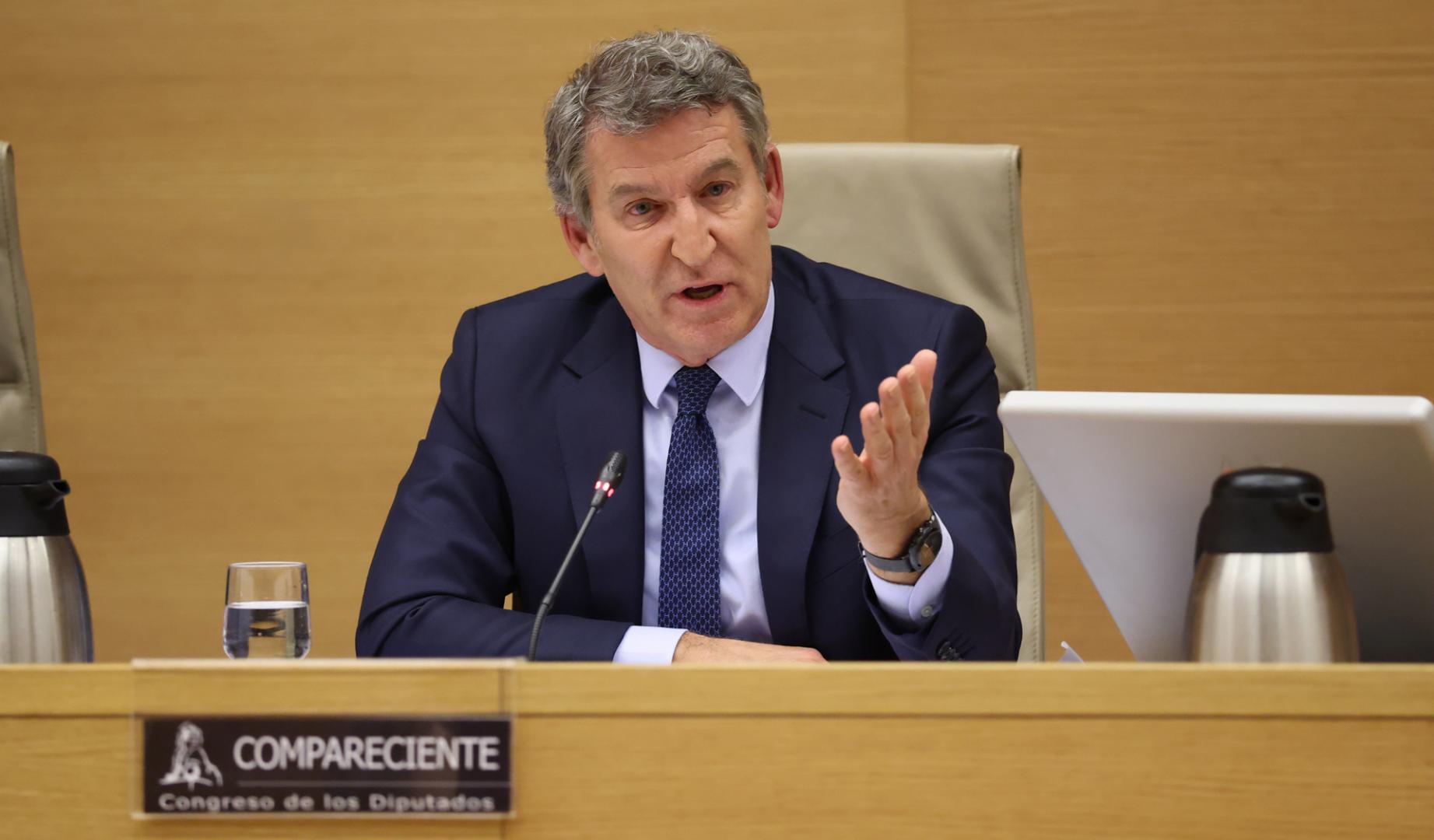 El presidente del PP, Alberto Nuñez Feijóo, comparece en la Comisión de investigación de la dana, en el Congreso de los Diputados