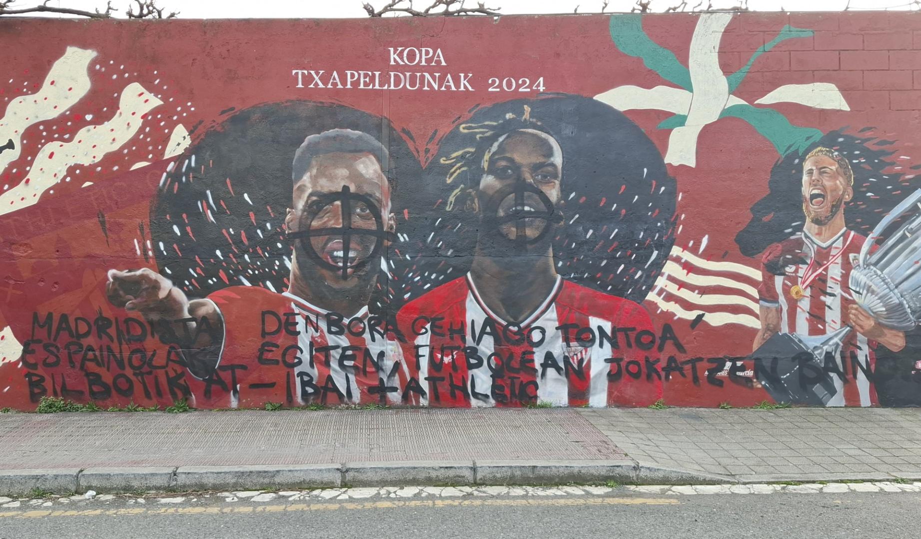 Nuevas pintadas en el mural de los Williams en Barakaldo: "Madridistas españoles"