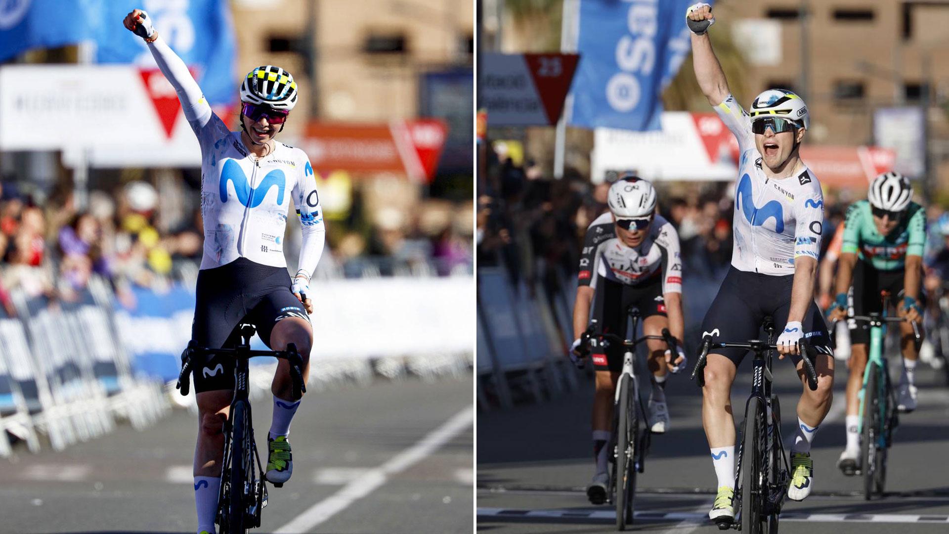 Los ciclistas del Movistar Liane Lippert y Raúl García Pierna
