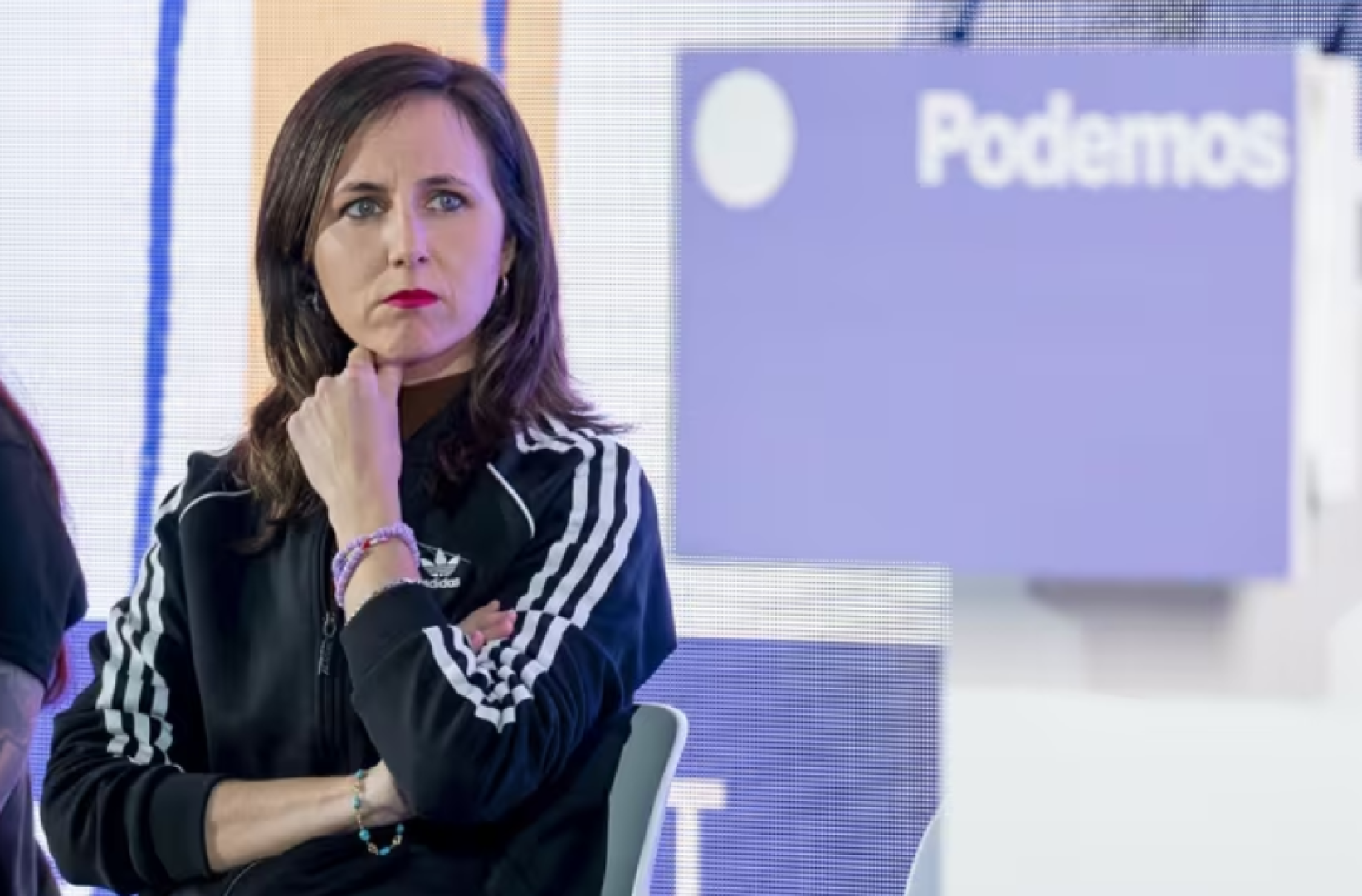 Ione Belarra, durante el mitin central de Podemos en Aragón