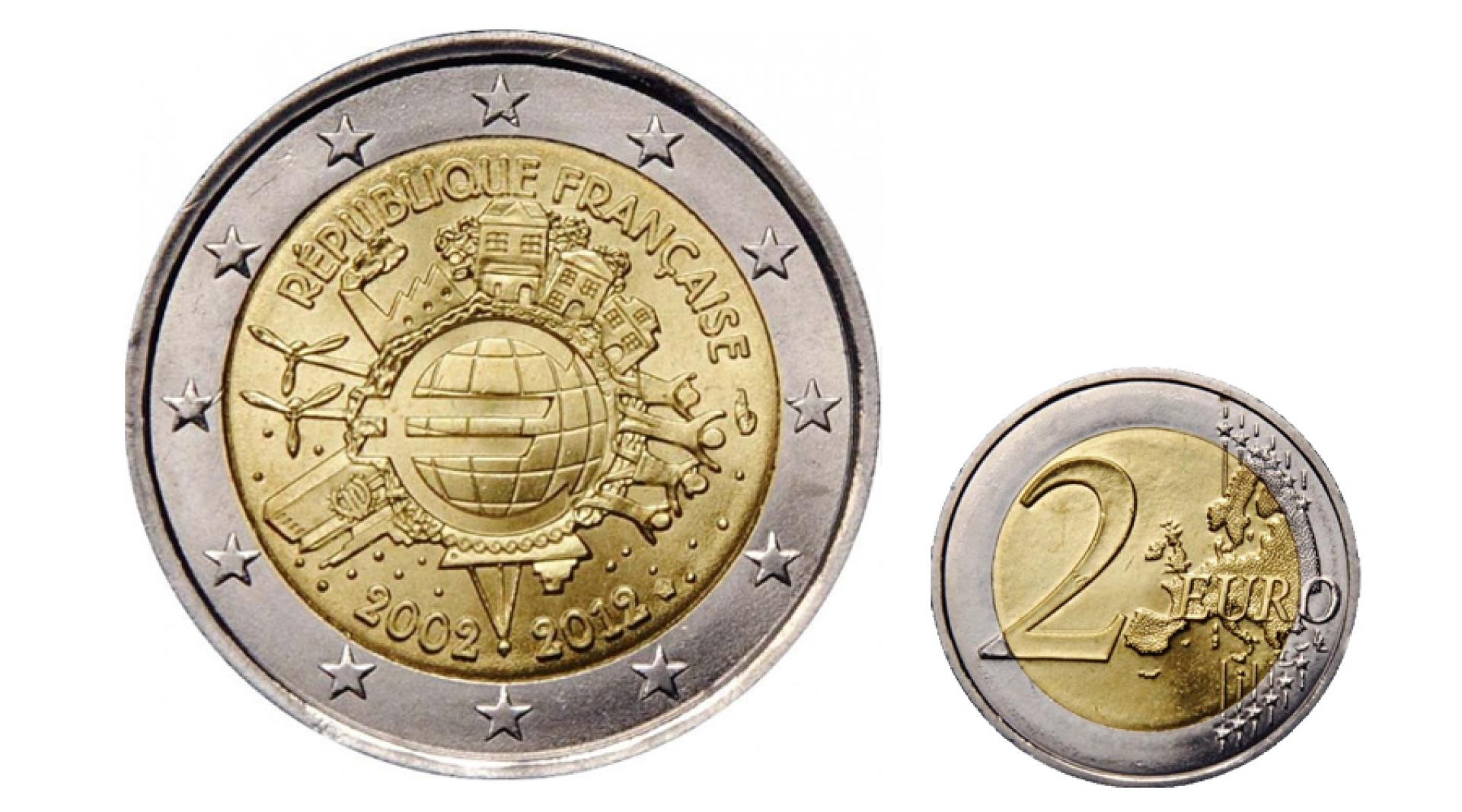 Anverso y reverso de la moneda francesa acuñada en 2012