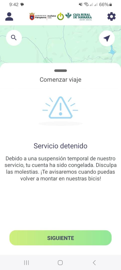 Aviso en la app para los usuarios