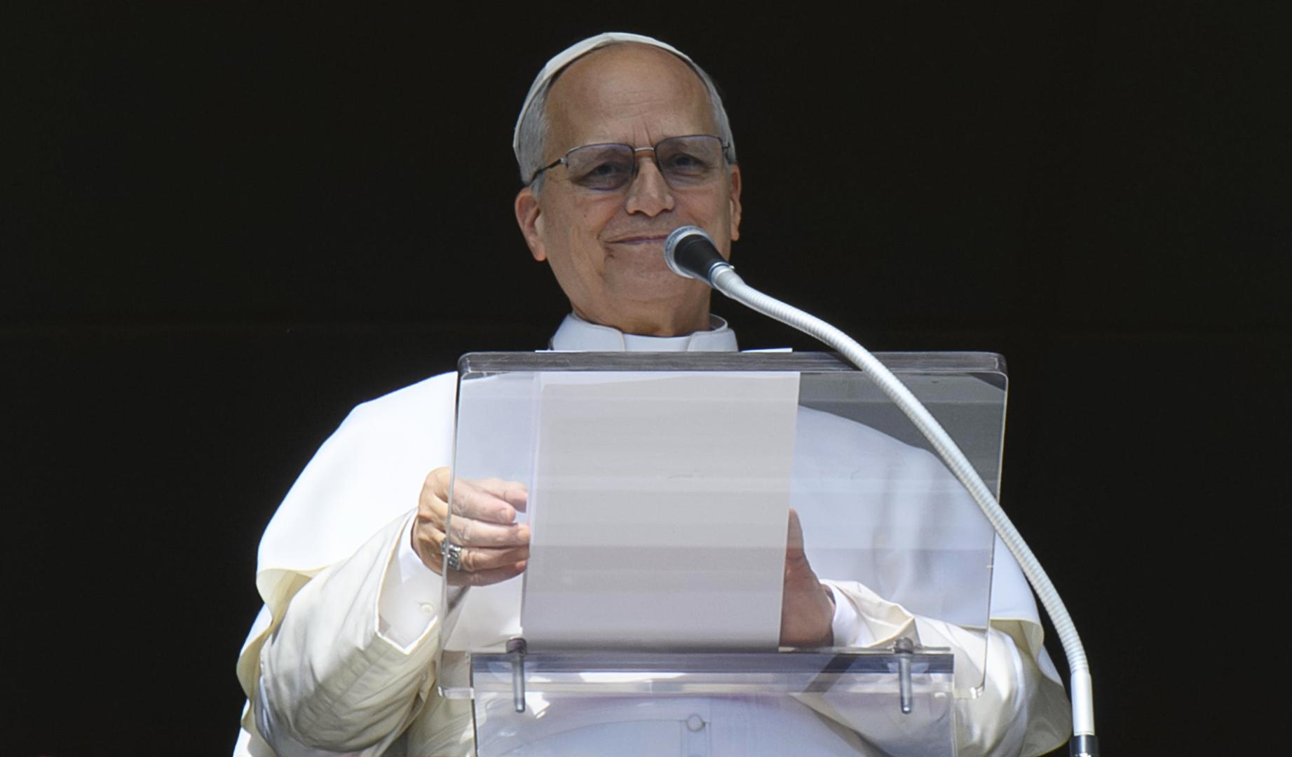 El papa León XIV durante el ángelus del pasado domingo 15 de febrero