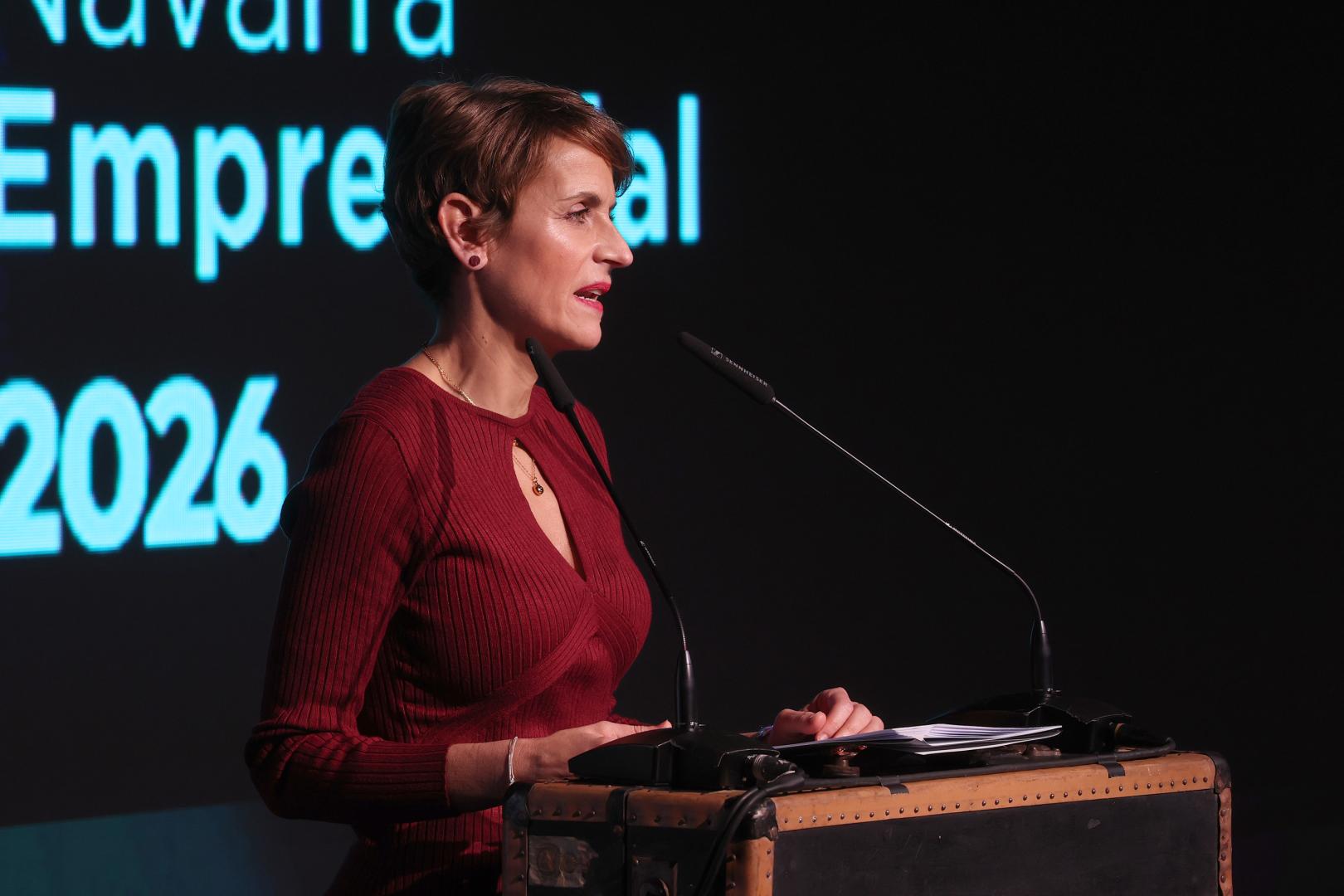 María Chivite, durante la entrega del Premio Navarra Empresarial 2026.