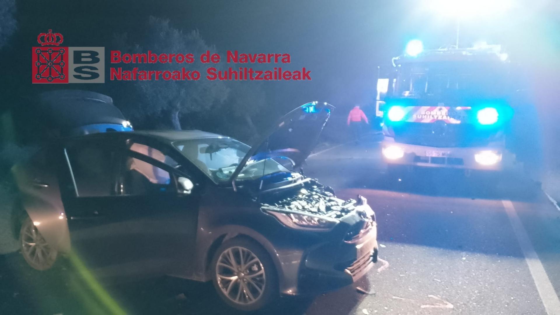 Imagen del estado en el que quedó uno de los vehículos implicados en el accidente múltiple de Cascante