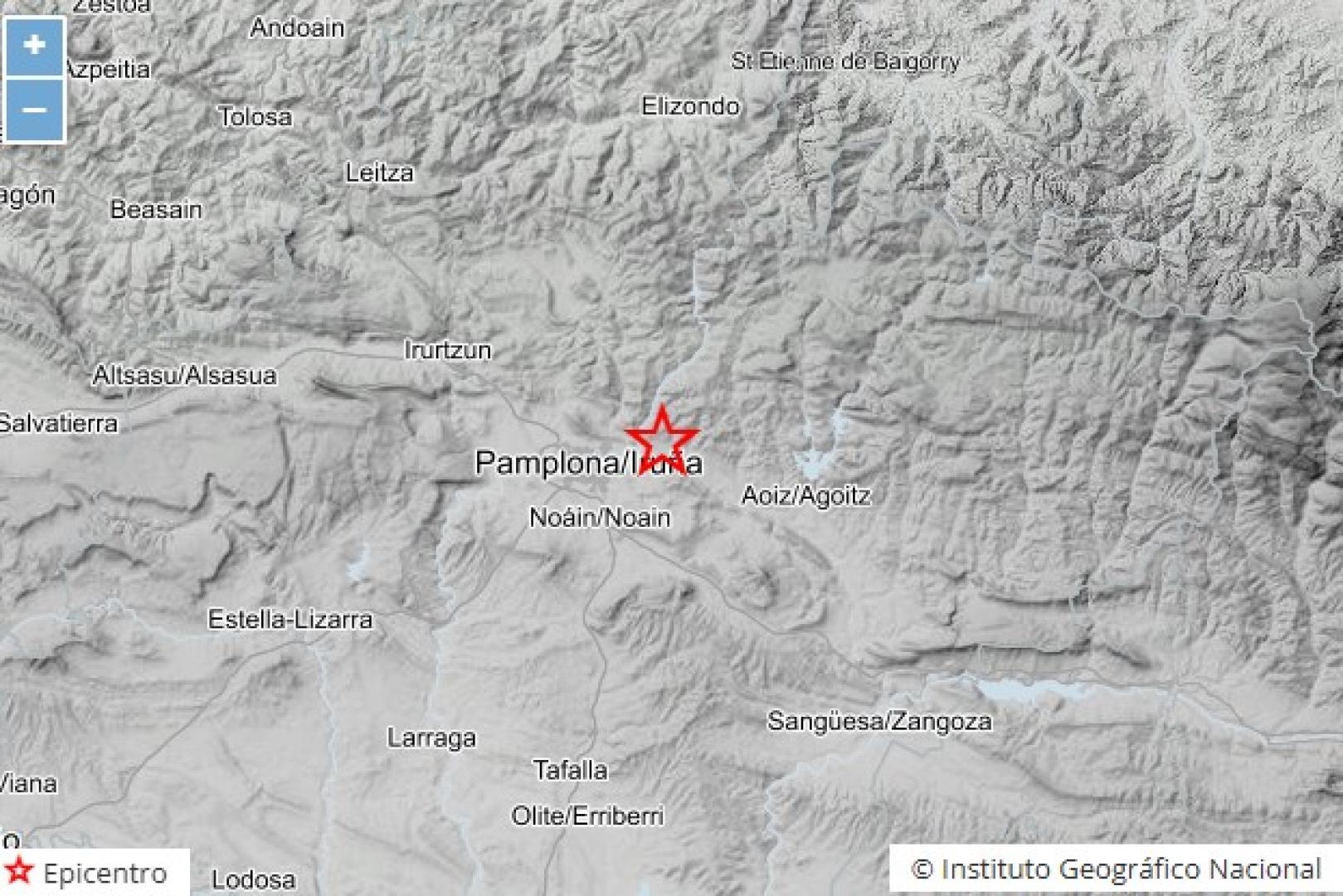 Imagen del terremoto de 2,3 con epicentro en el Valle de Egüés