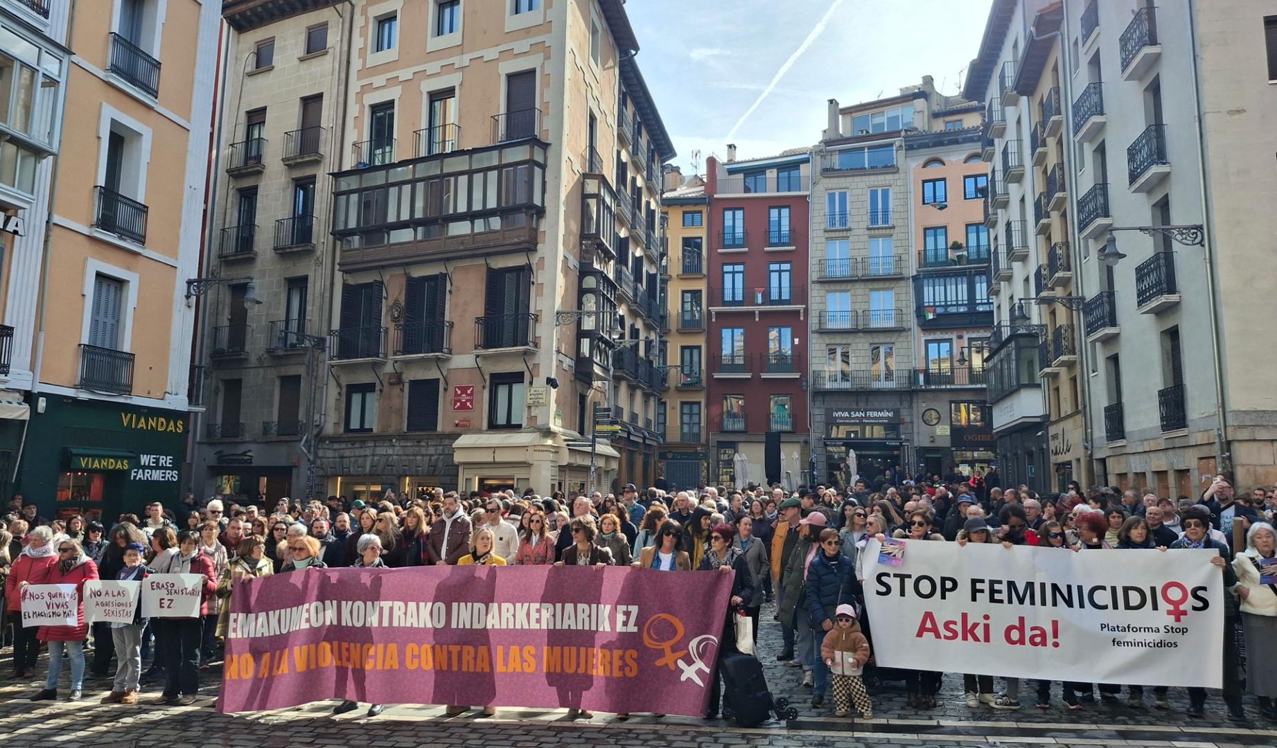 Concentración de este domingo en la plaza del Ayuntamiento de Pamplona