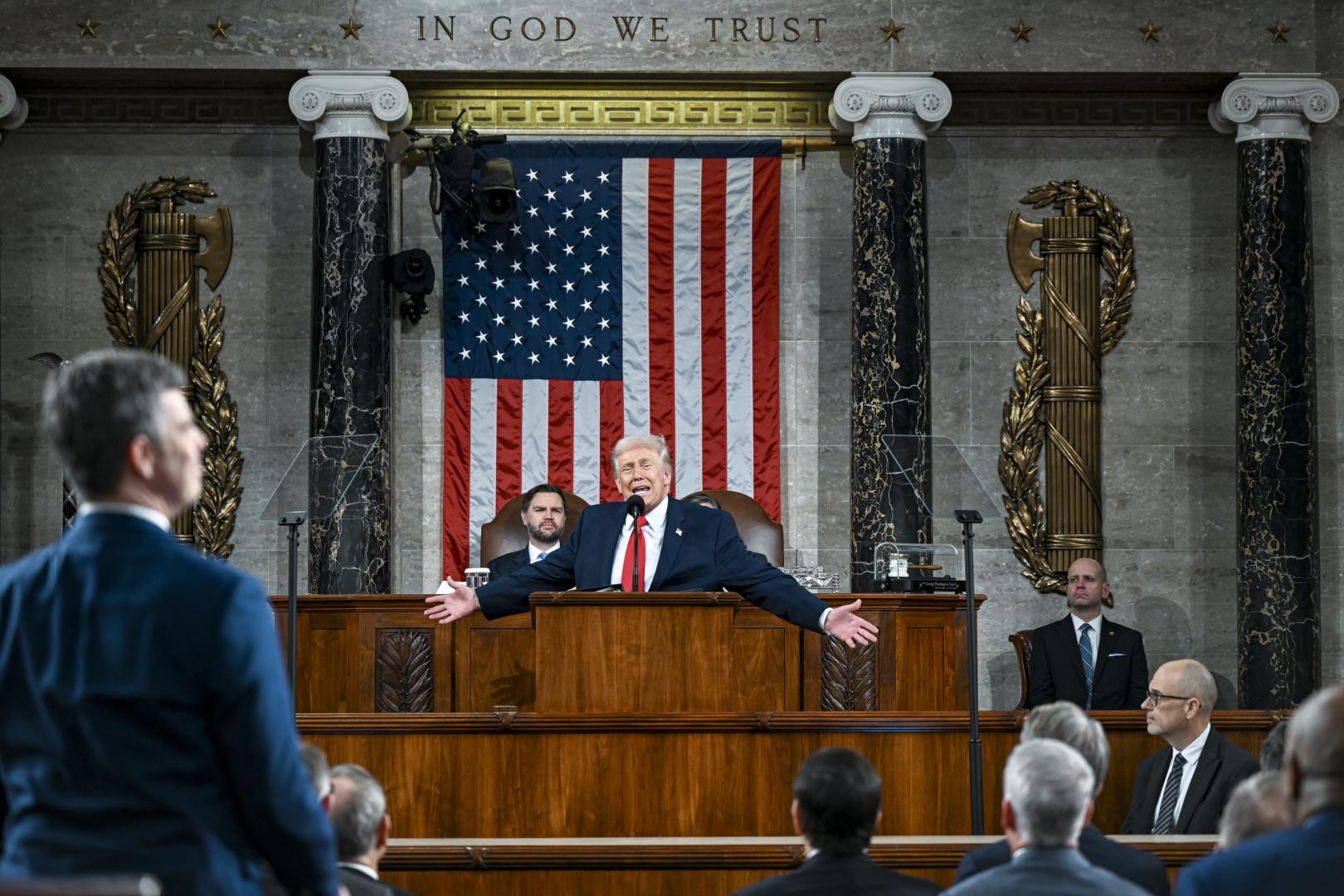 El presidente de EE UU Donald Trump, en un momento de su discurso del estado de la Unión.