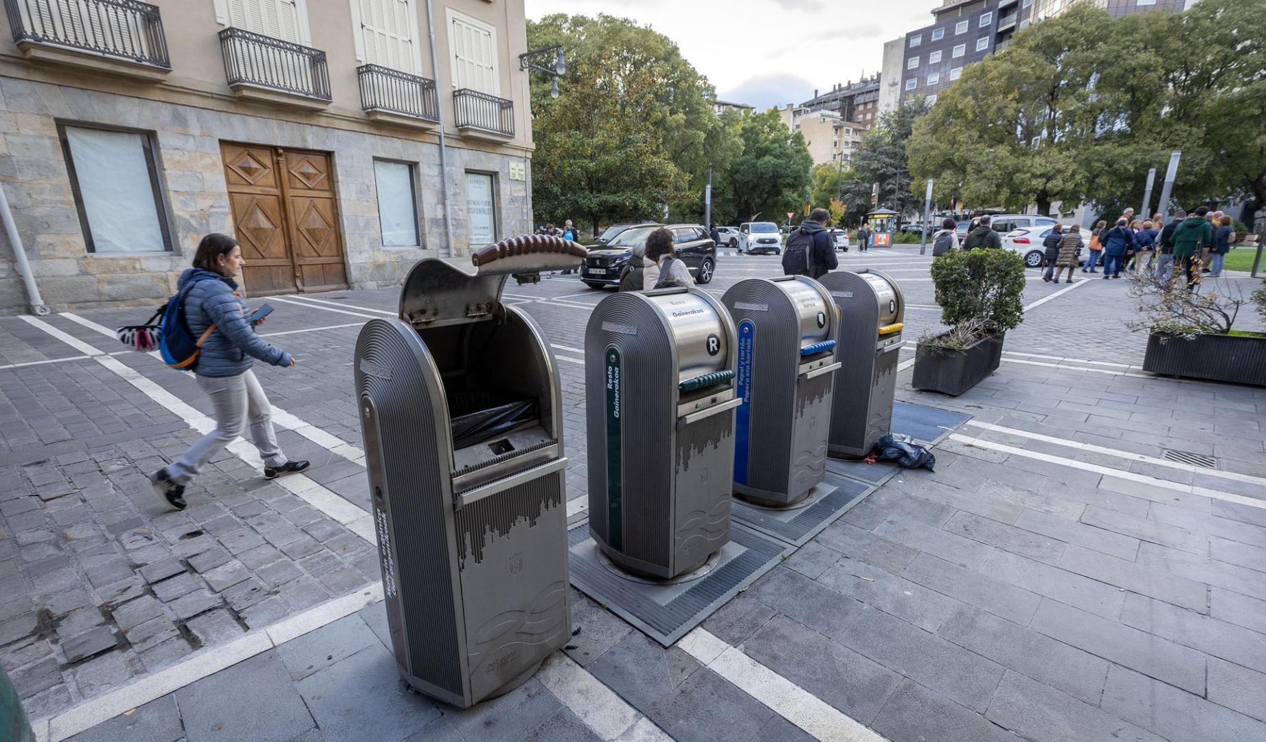 Contenedores soterrados de la calle Nueva, en el Casco Viejo de Pamplona