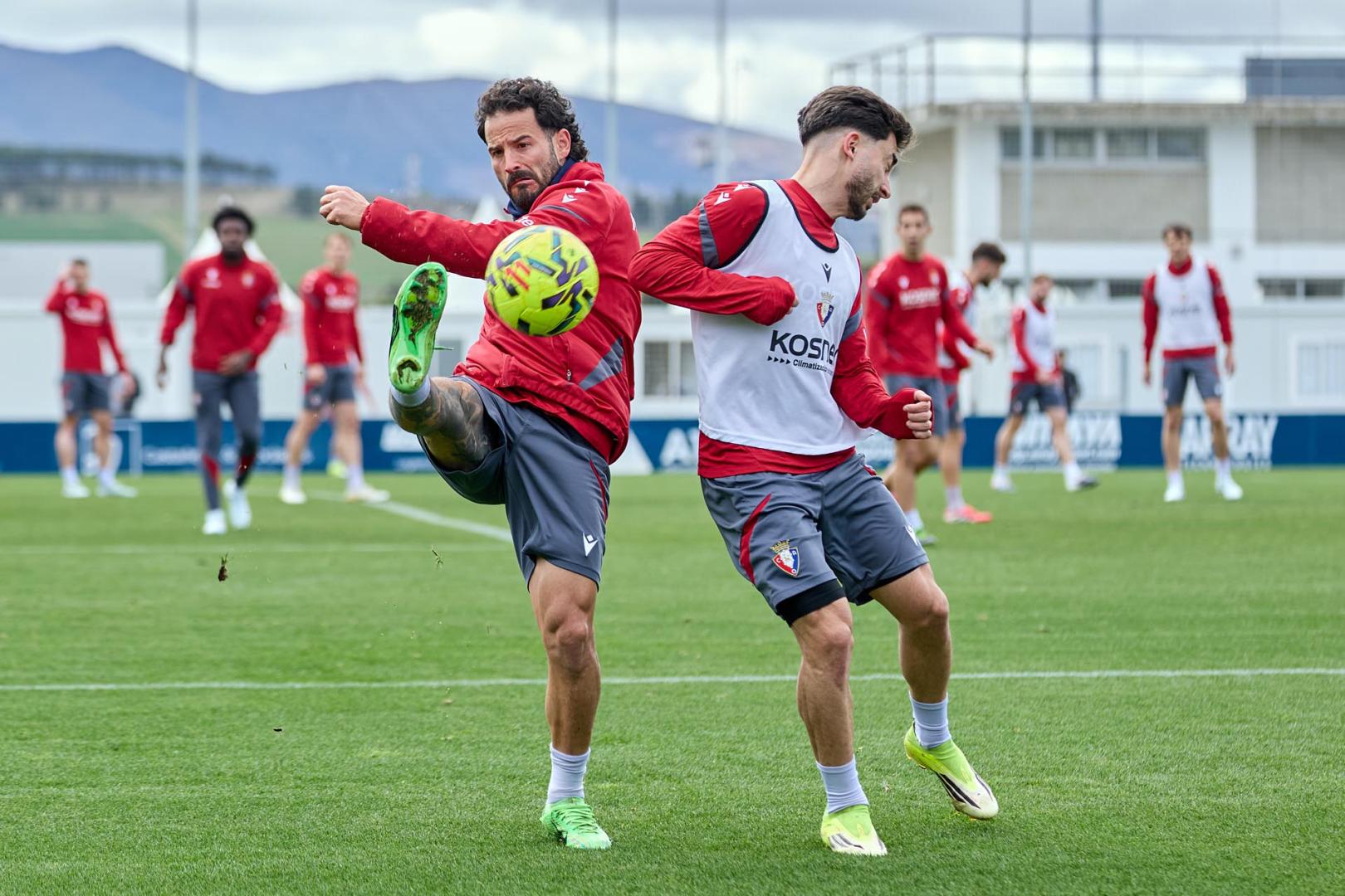 Foto del entrenamiento de Osasuna antes del partido ante el Valencia.