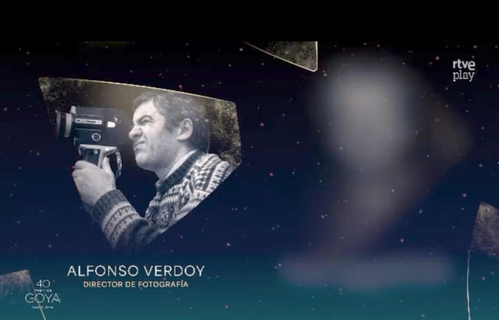 Imagen de Alfonso Verdoy proyectada durante la gala de los Premios Goya