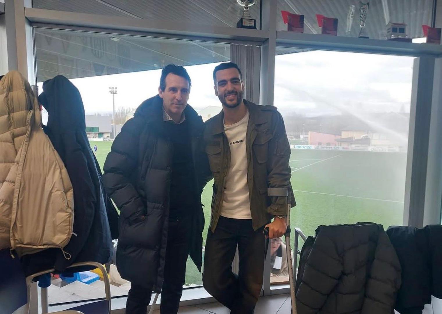 Unai Emery y Mikel Merino, en las oficinas de la Mutilvera
