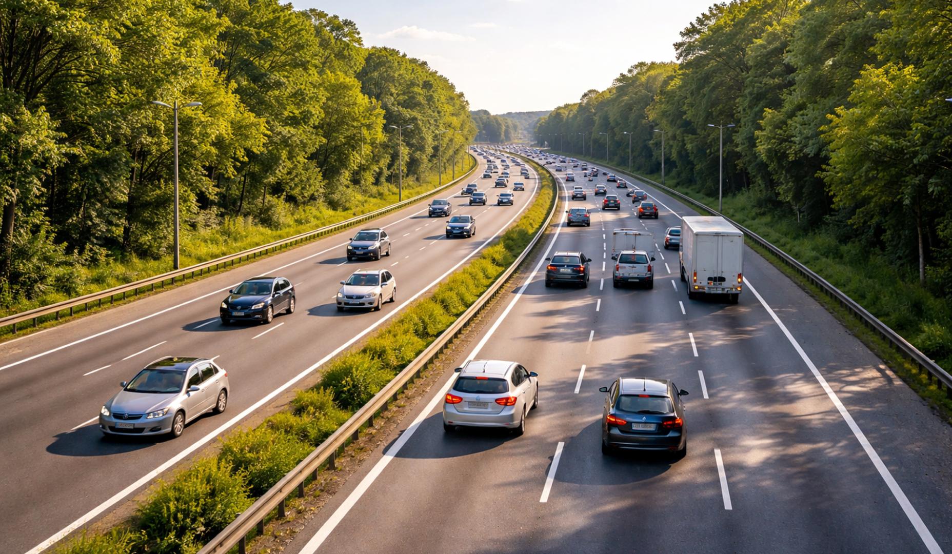 Autopista rodeada de vegetación