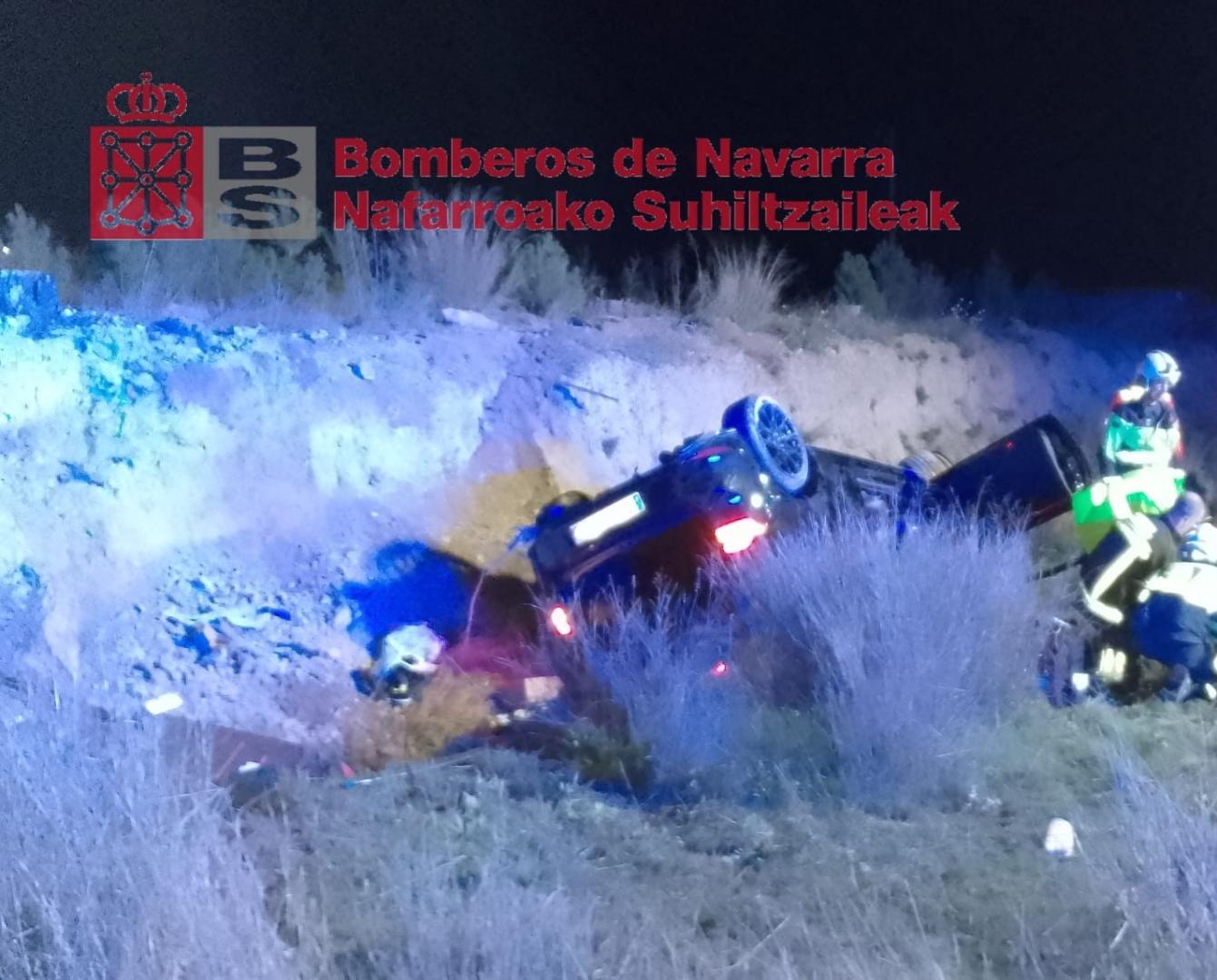 Foto del accidente con dos heridos en Valtierra.