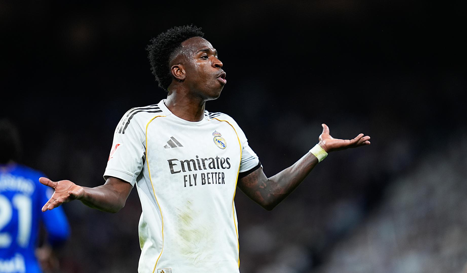 Vinícius Junior protesta durante el encuentro contra el Getafe