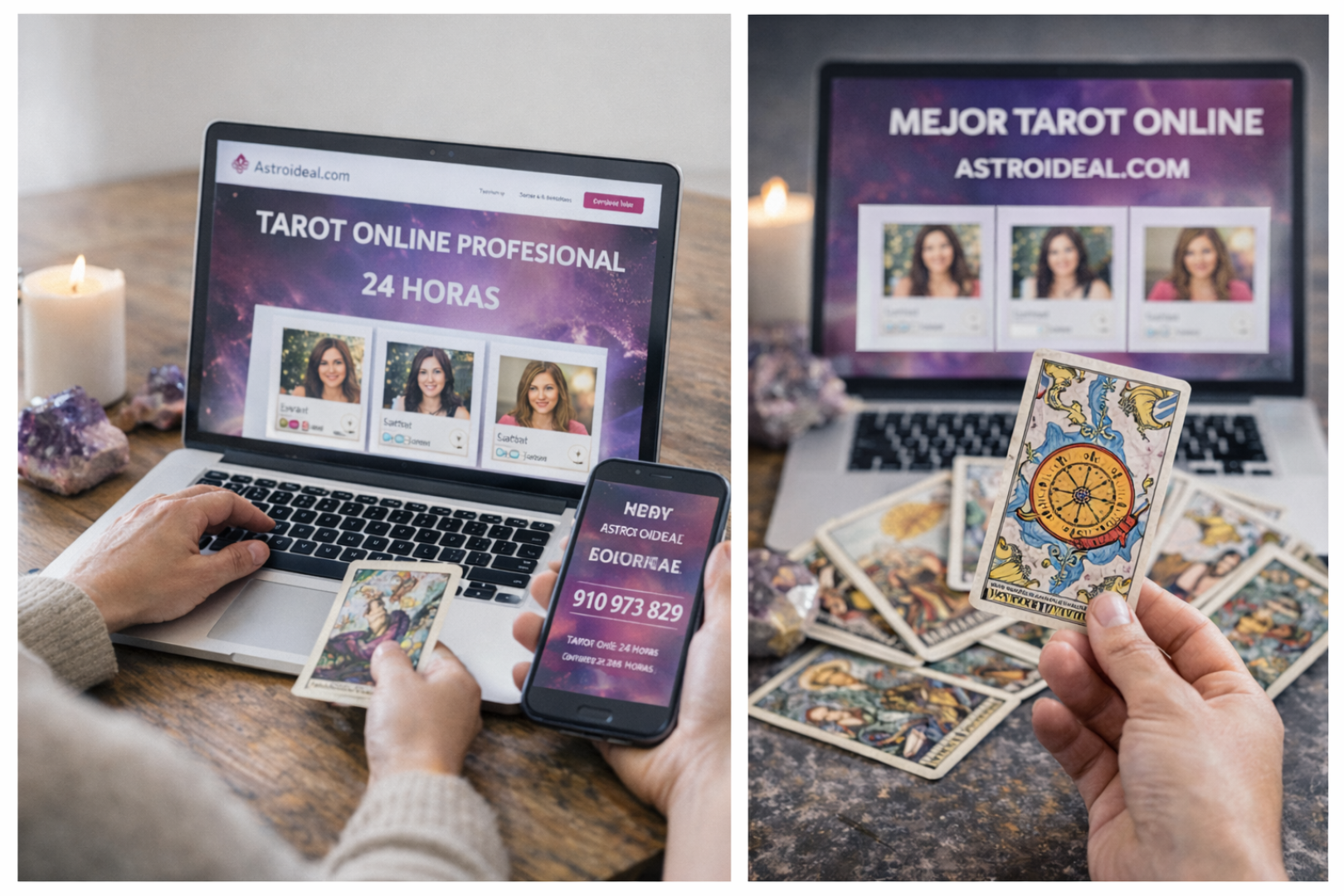Astroideal.com permite que el usuario elija directamente con qué tarotista desea hablar