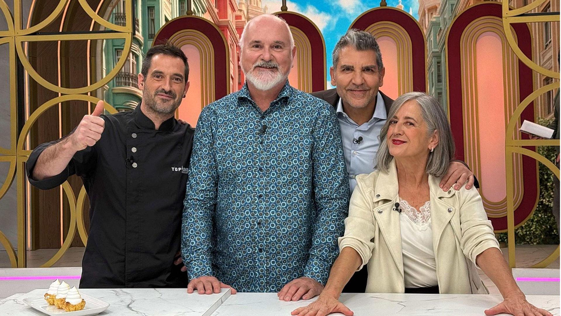 Joseba Arguiñano, junto a los miembros del jurado de ‘Top Chef: Dulces y Famosos’
