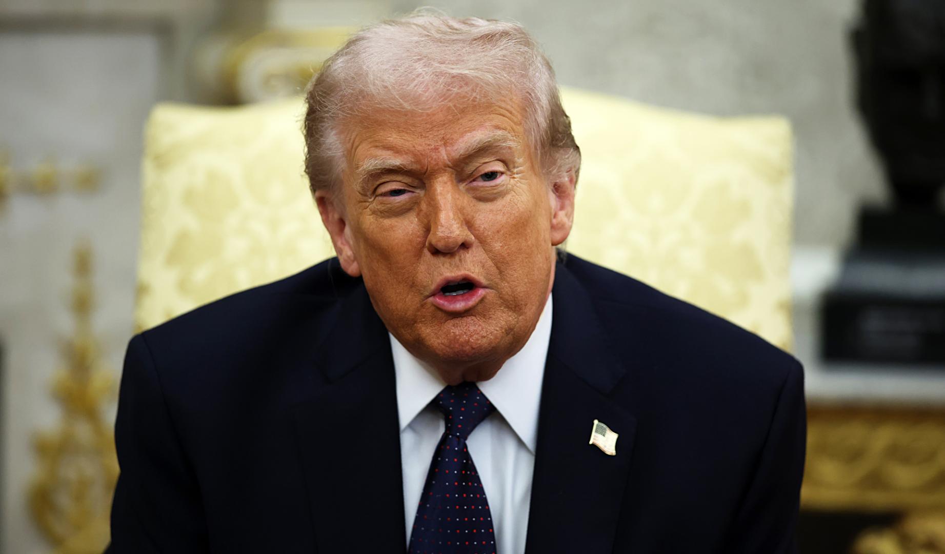 DOnald Trump durante su reunión con el canciller alemán Friedrich Merzeste martes, 3 de marzo