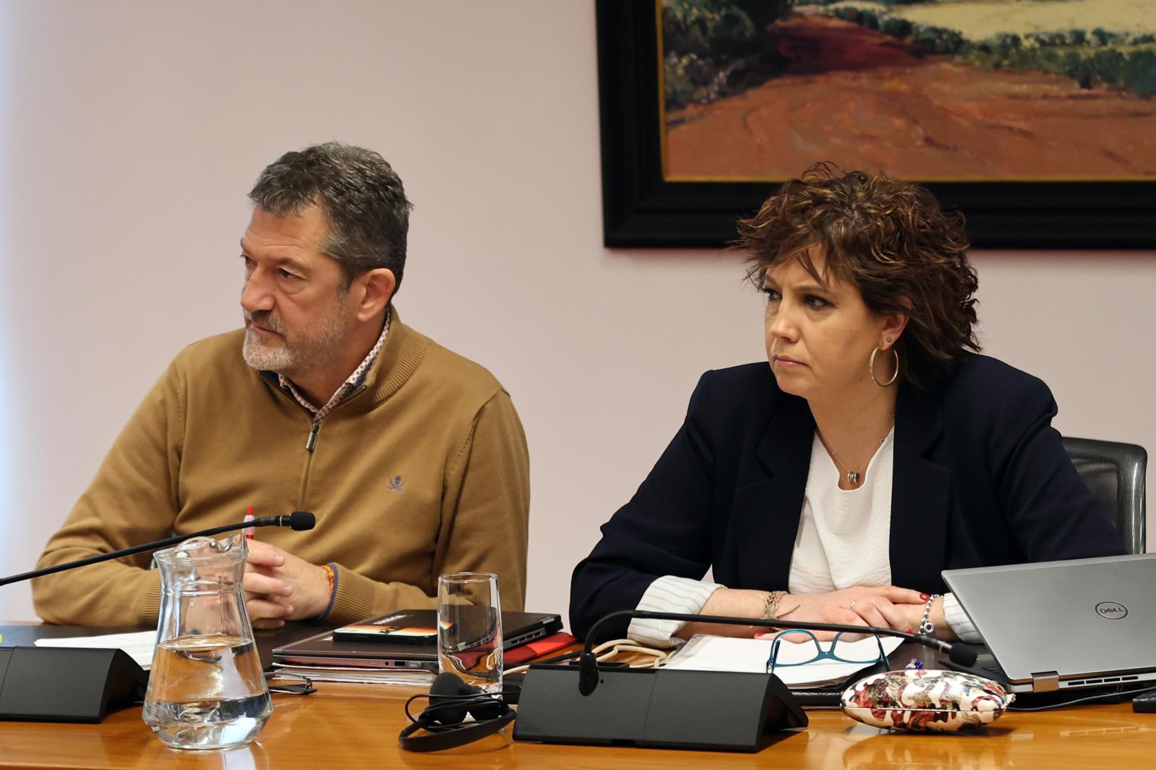 Los parlamentarios del PSN Javier Lecumberri y Ainhoa Unzu, en la comisión de investigación del Parlamento de Navarra