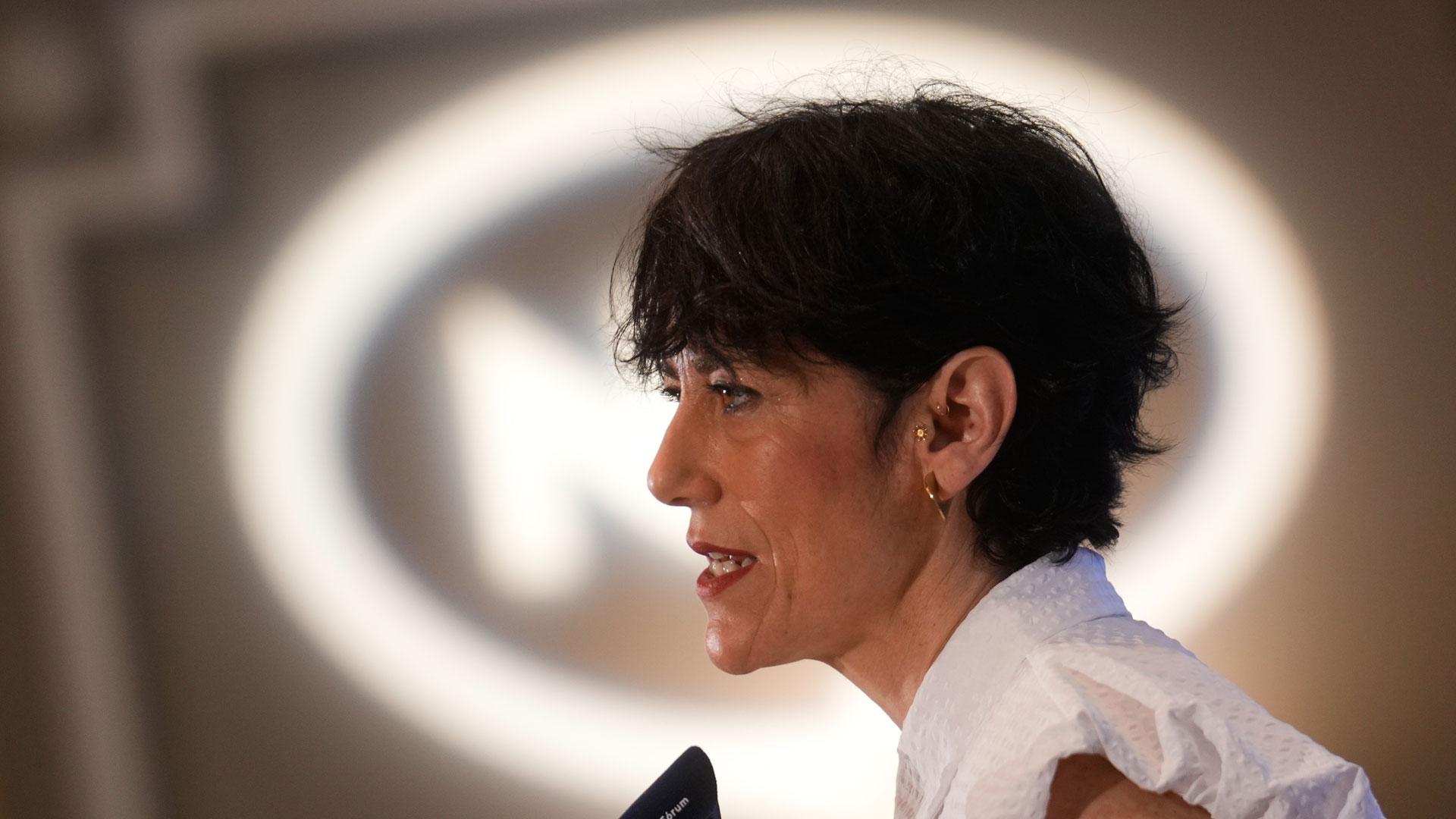 La ministra de Inclusión, Seguridad Social y Migraciones, Elma Saiz participa este jueves en el desayuno del Fórum Europa celebrado en Madrid