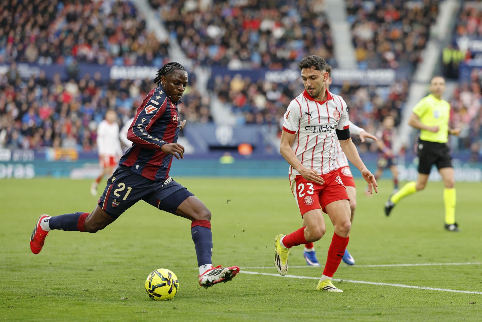 El partido de LaLiga entre el Levante y el Girona, el 07/03 en el estadio Ciutat de Valencia.