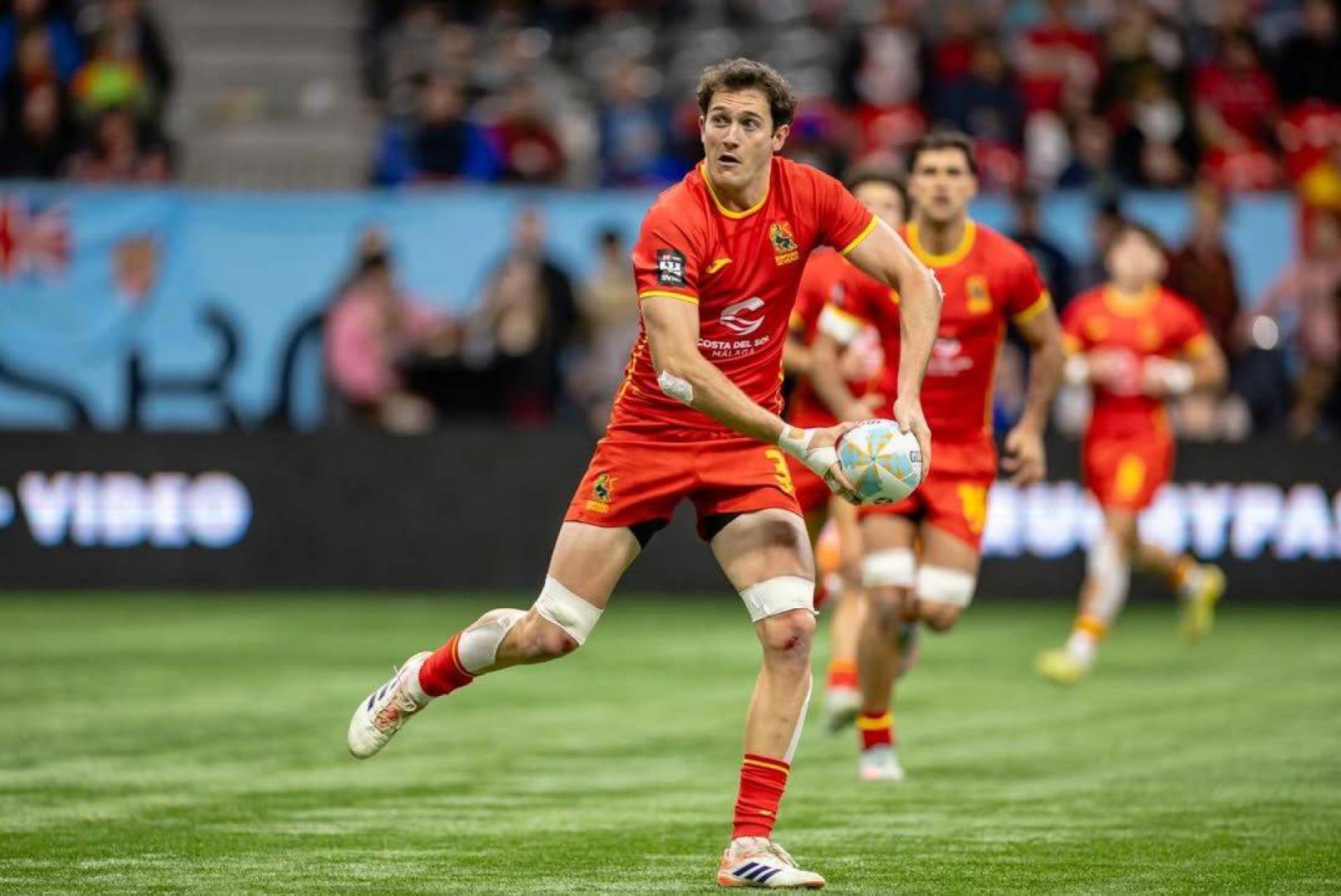 El navarro Ángel Bozal, con Los Leones 7s, durante la semifinal de las HSBC Series en Vancouver (Canadá)