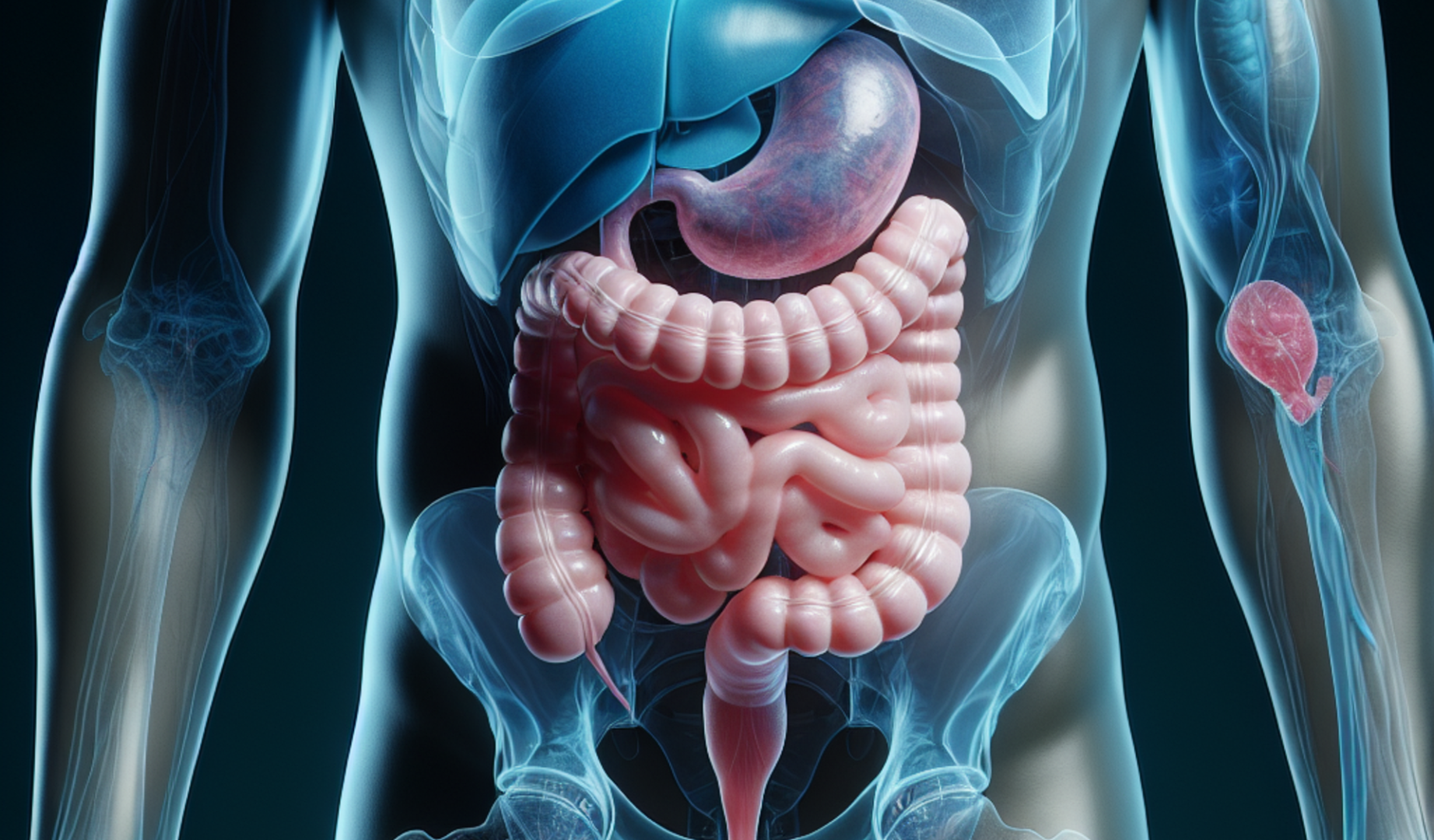 Ilustración de un intestino humano