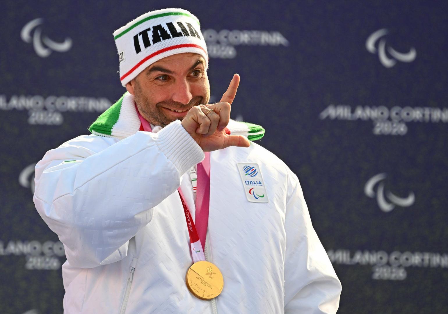 Emanuel Perathoner, feliz con su segunda medalla de oro en Milán-Cortina