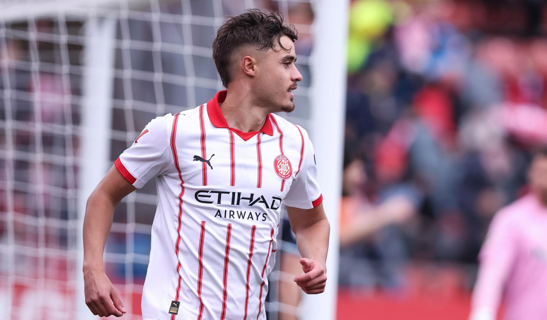 Hugo Rincón (Girona) tras anotar al Athletic Club