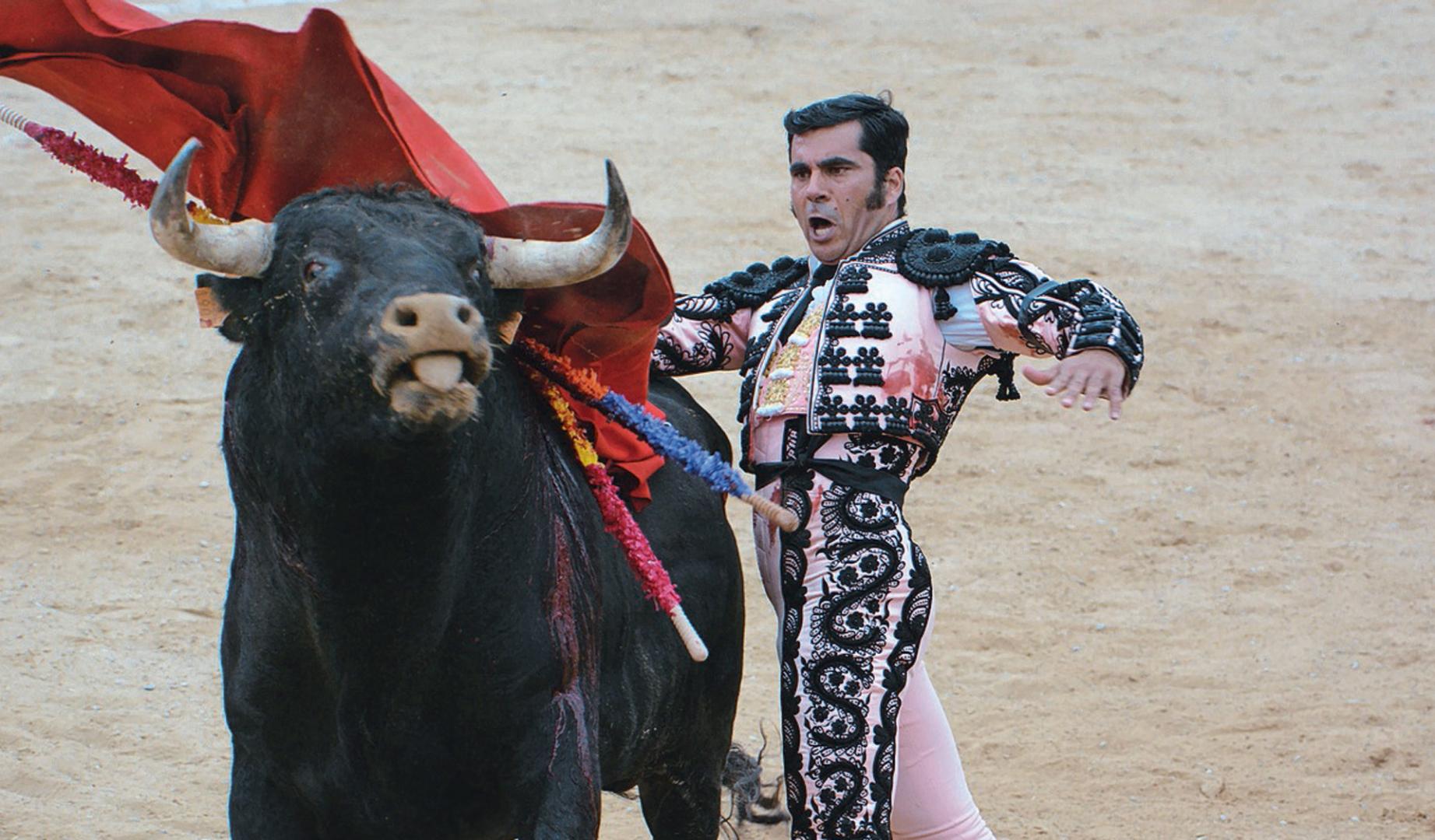 El matador de Sarriguren Francisco Expósito instrumenta un pase de pecho en Sangüesa