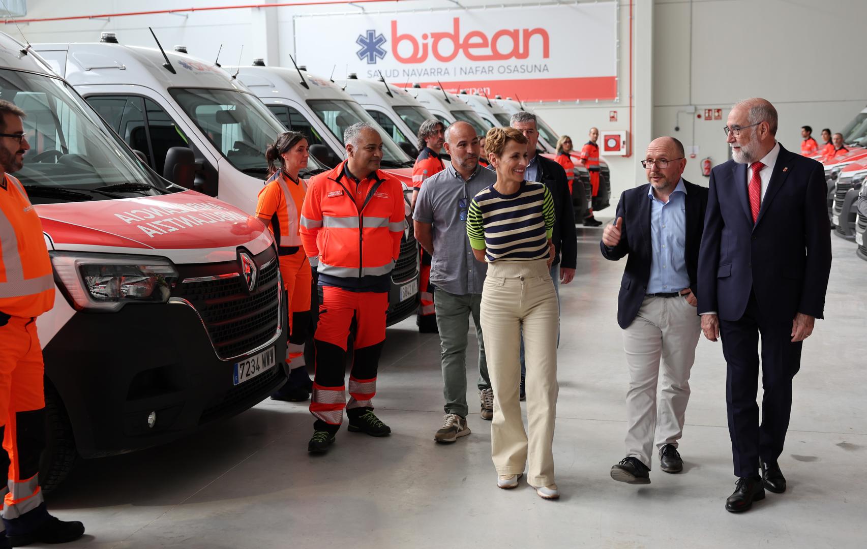 María Chivite y el consejero de Salud, Fernando Domínguez, en una visita a las instalaciones de Bidean.