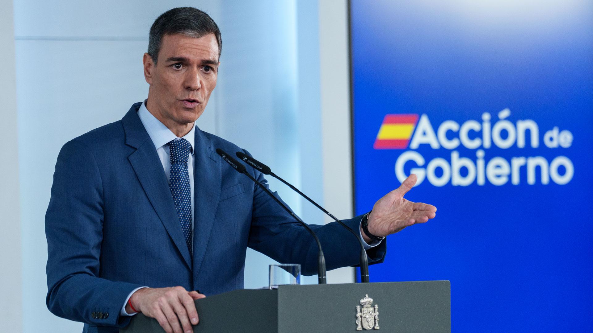 El presidente del Gobierno, Pedro Sánchez, en la rueda de prensa posterior al Consejo de Ministros extraordinario en la que ha informado del plan integral de respuesta a las consecuencias de la guerra en Oriente Medio