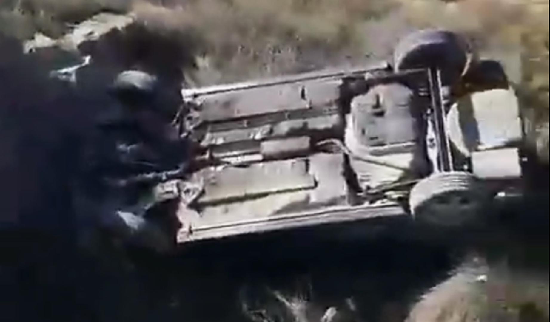 Estado en el que quedó el automóvil tras caer al barranco de las Bardenas
