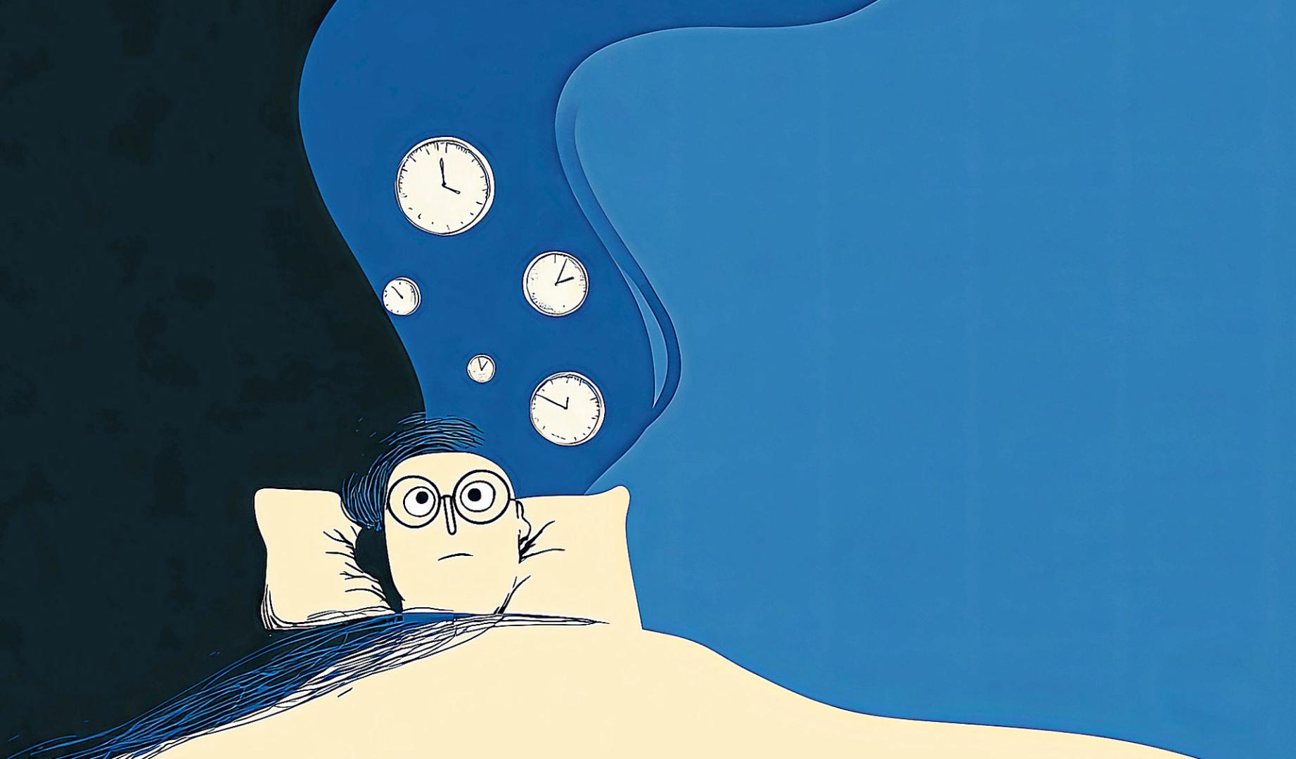 Dibujo de una persona con problemas para dormir